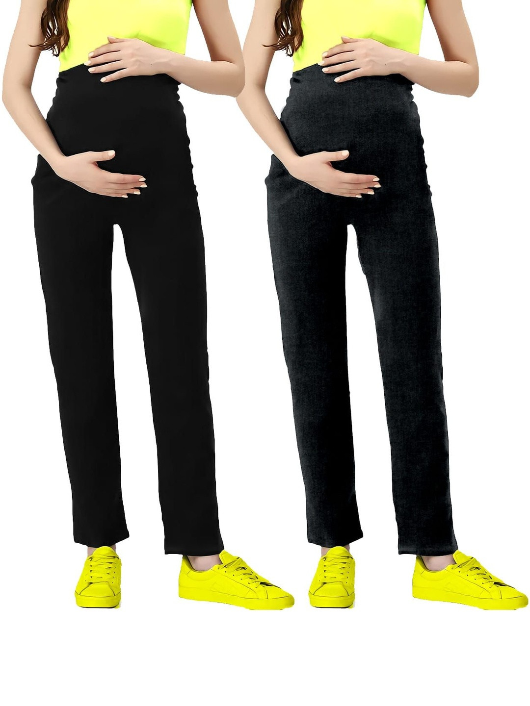 Lenam Women 2 Pcs Cotton Stretchable And Full Belly Coverage Maternity Leggings