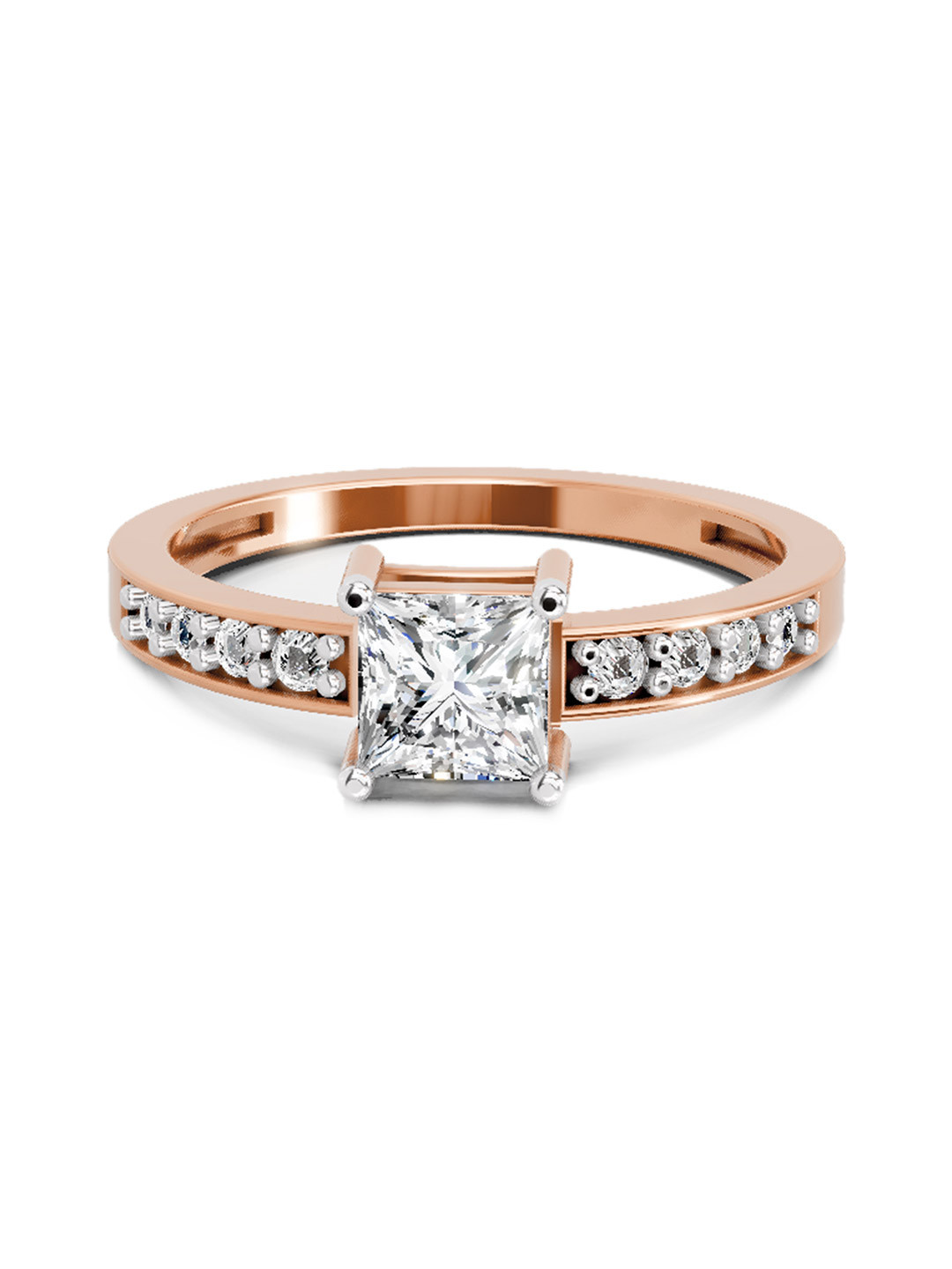 Sparkles 14K Rose Gold Lab Grown Diamond 0.94 Carat Princess & Round Shape Diamond Ring