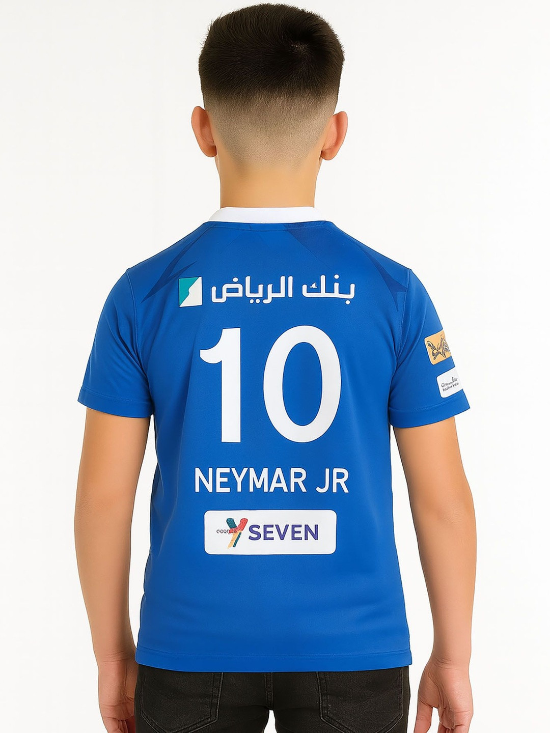 dostitch Boys Printed Soccer Alhilal Club Neymar Jr Home Jersey