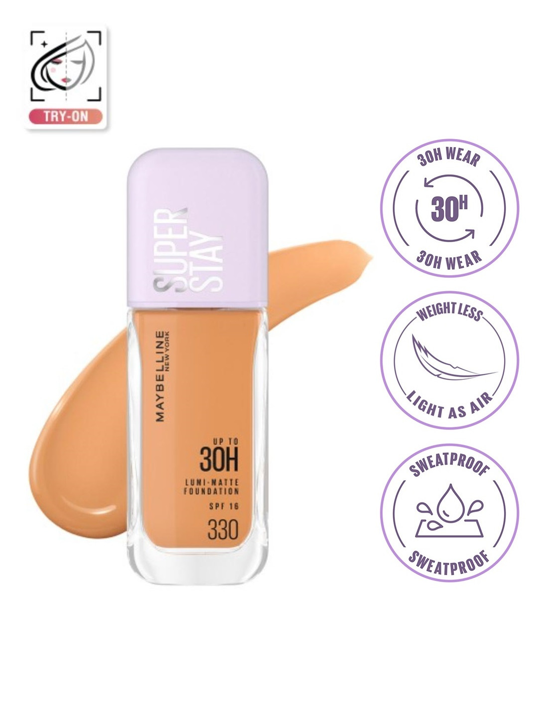 Maybelline New York 30H Longwear Super Stay Lumi-Matte Liquid Foundation 35ml - Shade 330