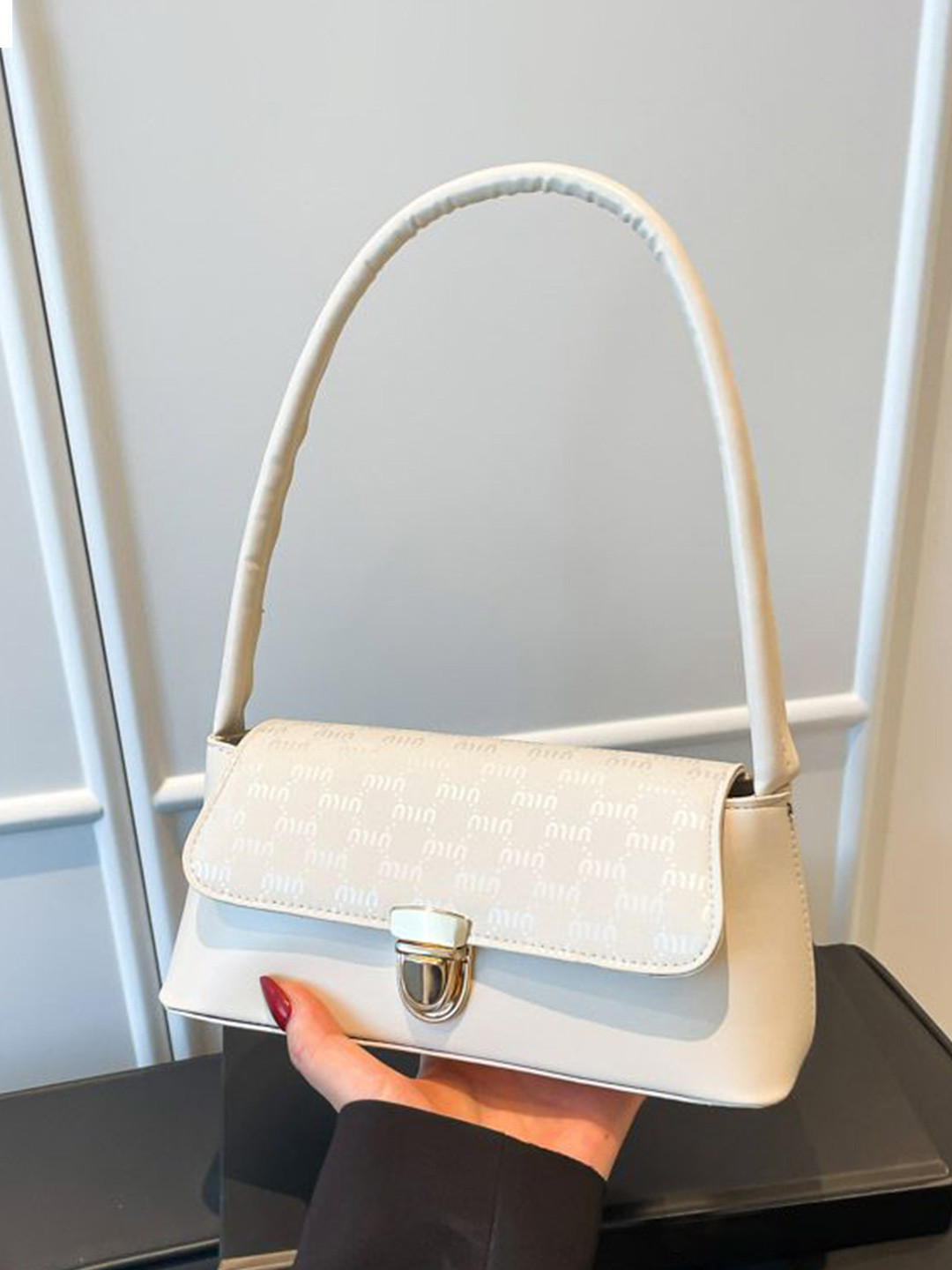 StyleCast x Revolte Typography Printed Water Resistant Small Cloud Dancer Shoulder Bag