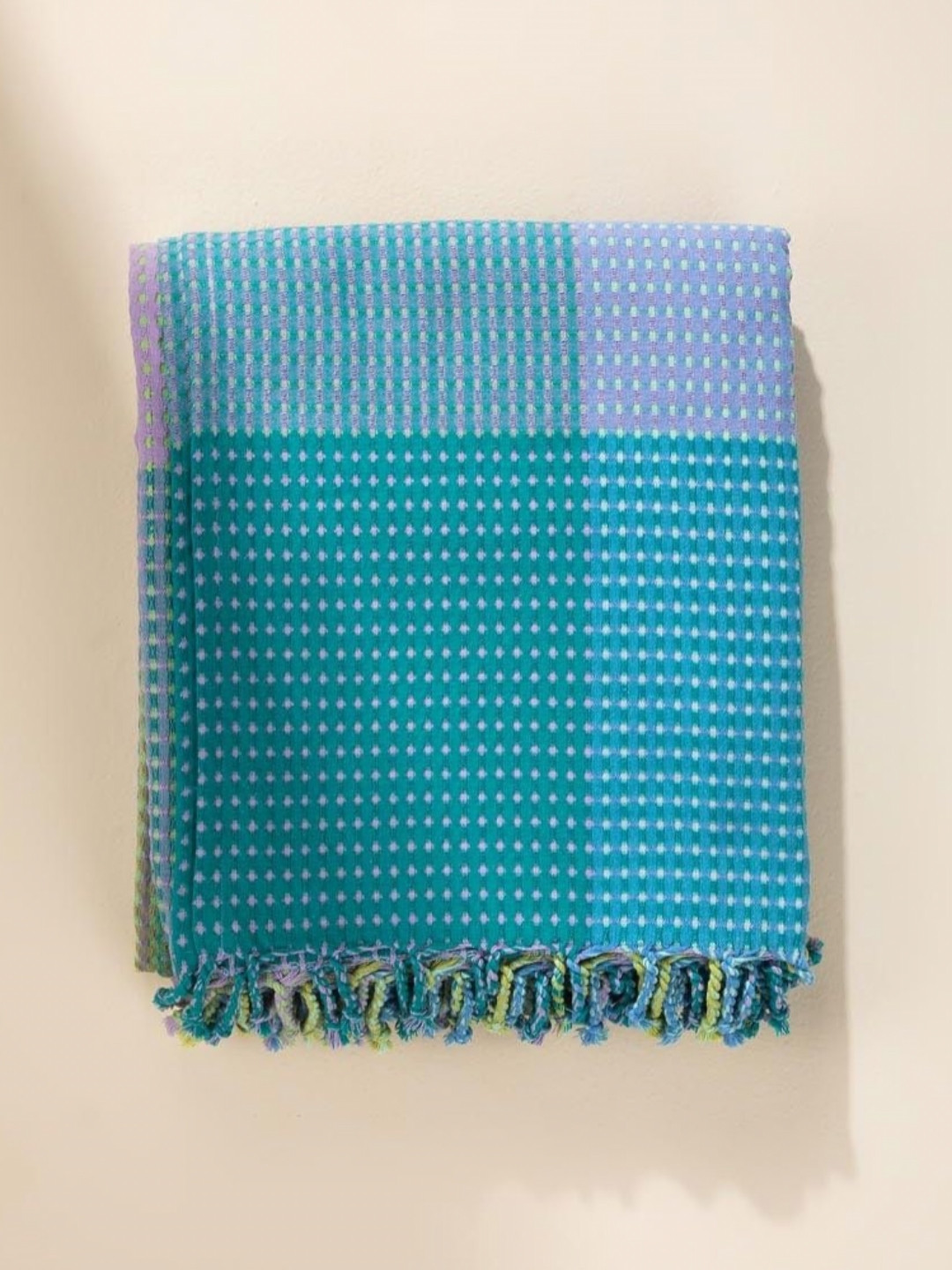 FREEDOM TREE Blue & White Printed Woven Recycled Cotton Double Queen Bed Cover