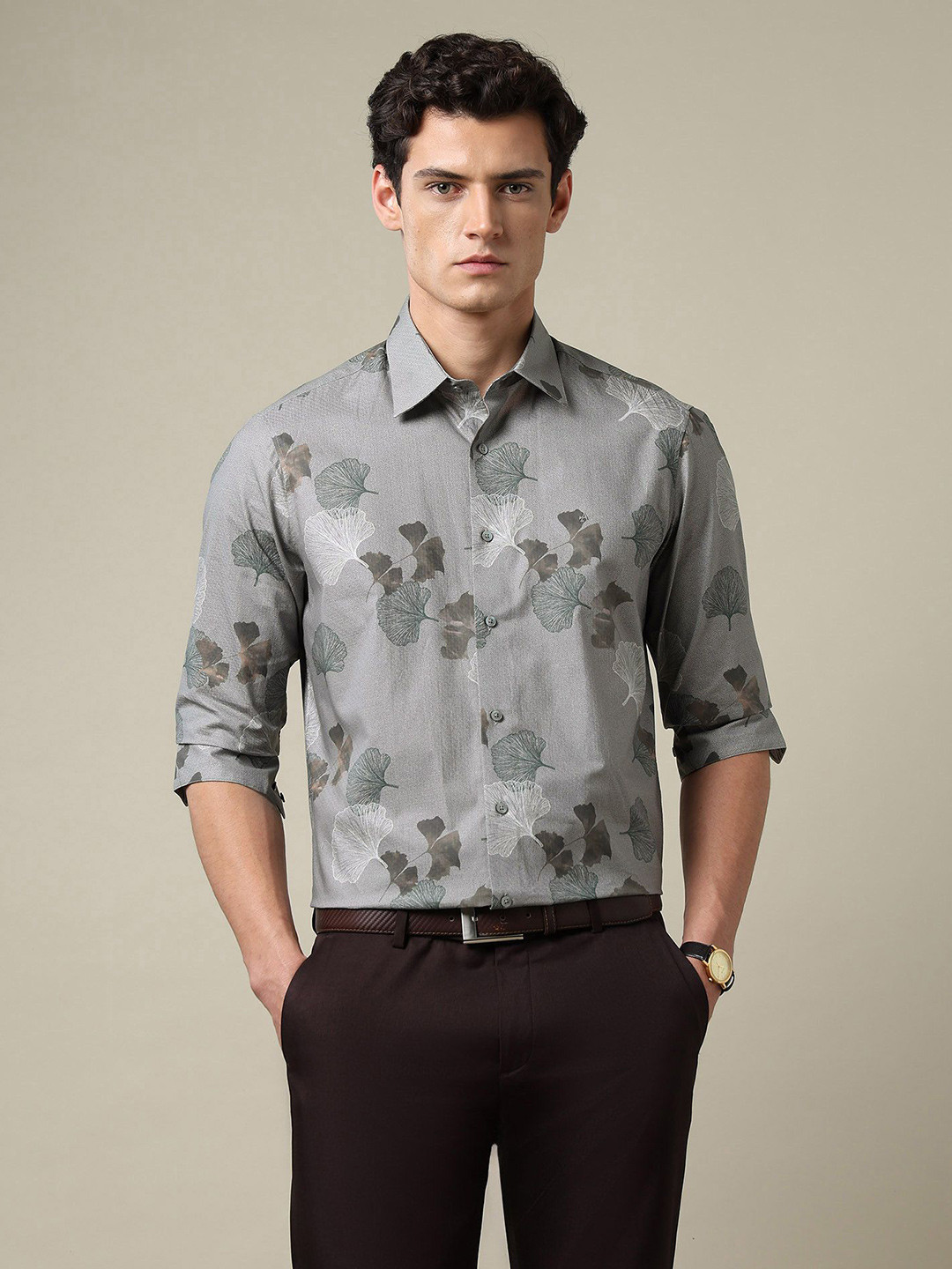Arrow 1851 Tailored Fit Tropical Printed Pure Cotton Formal Shirt
