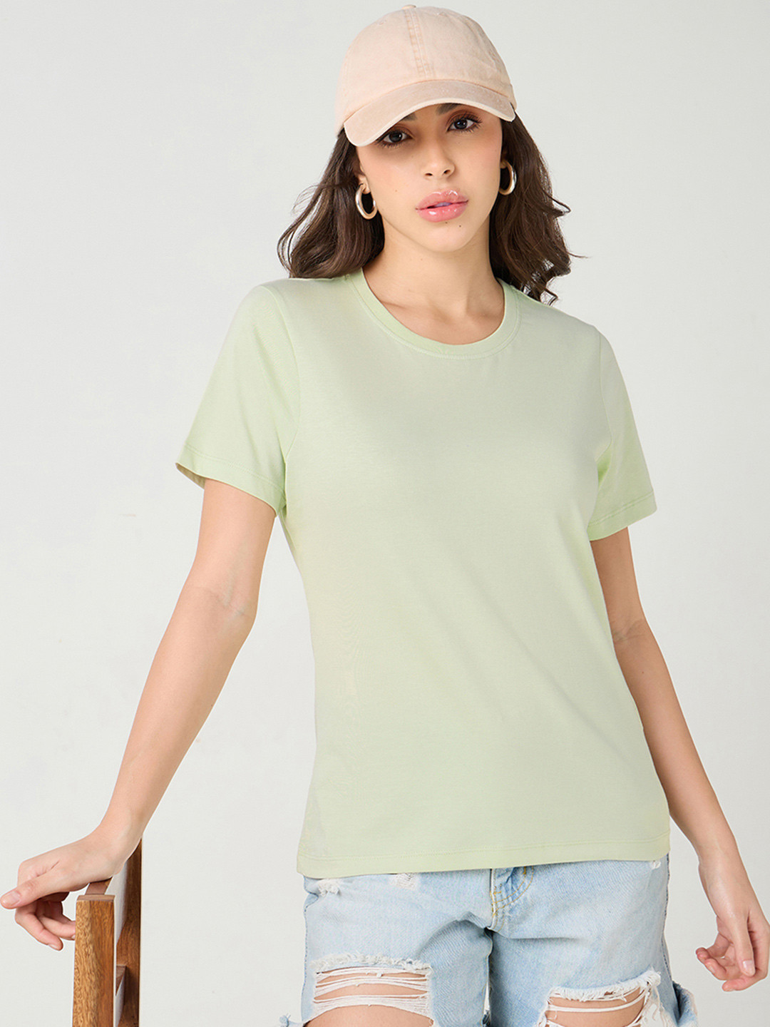 Bewakoof Women's Fog Green T-shirt