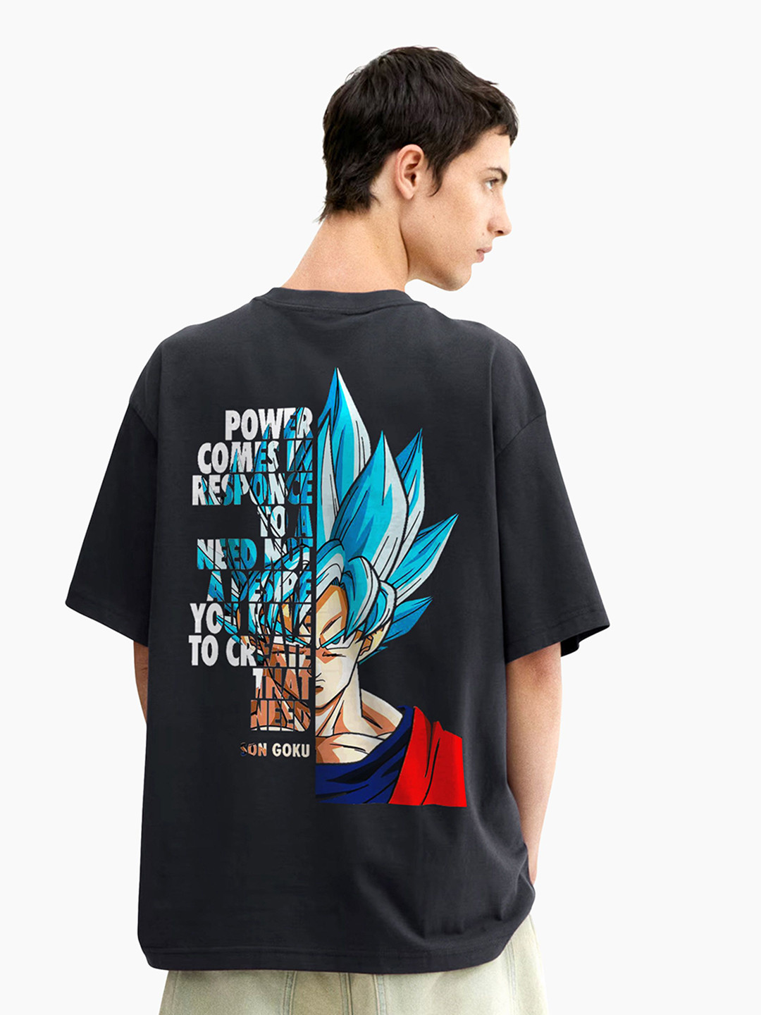 BubbleTwyst Dragon Ball Z Round Neck Pure Cotton Oversized T-shirt