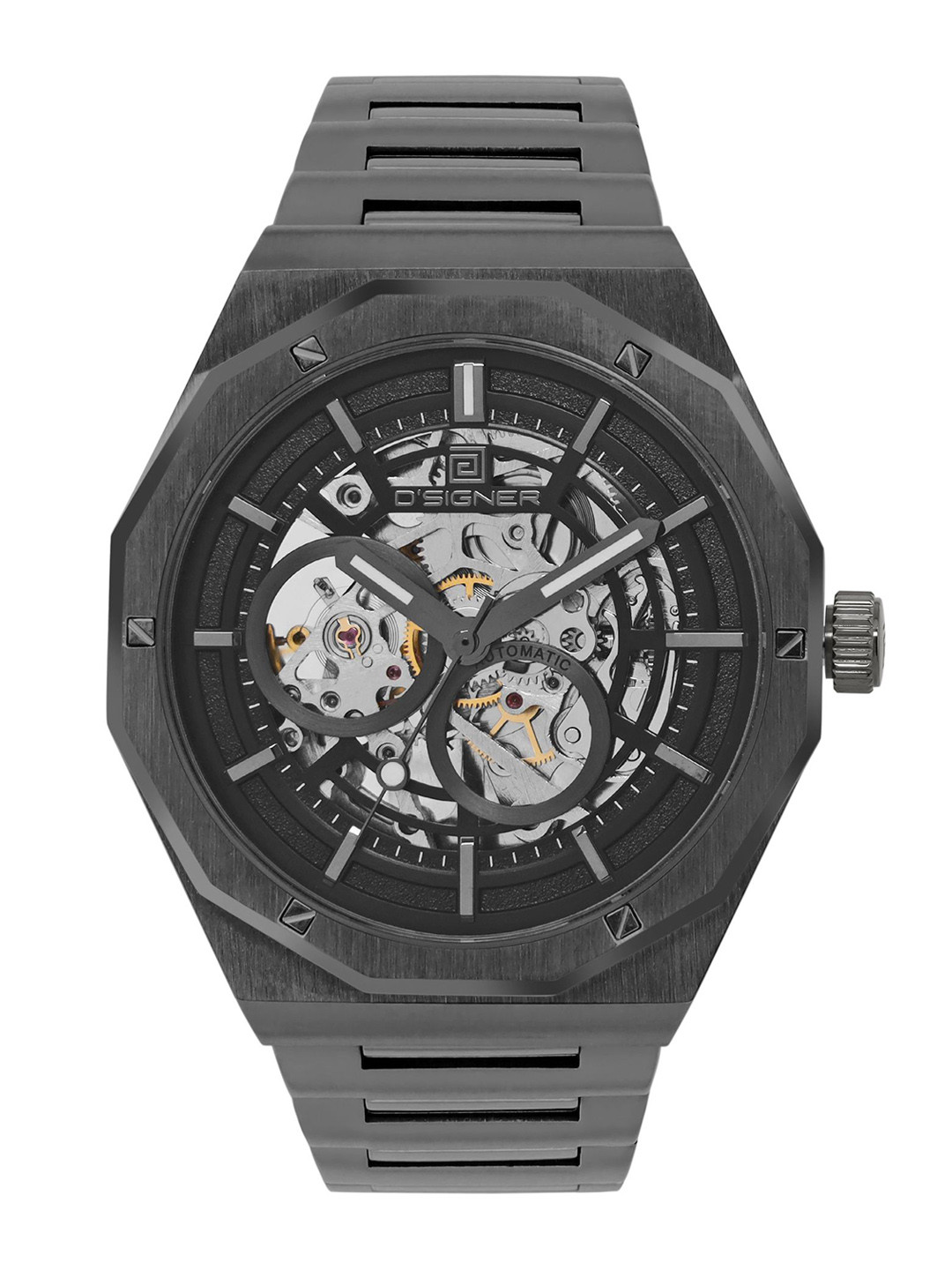 D'SIGNER Men Skeleton Dial & Bracelet Style Straps Analogue Automatic Motion Powered Watch