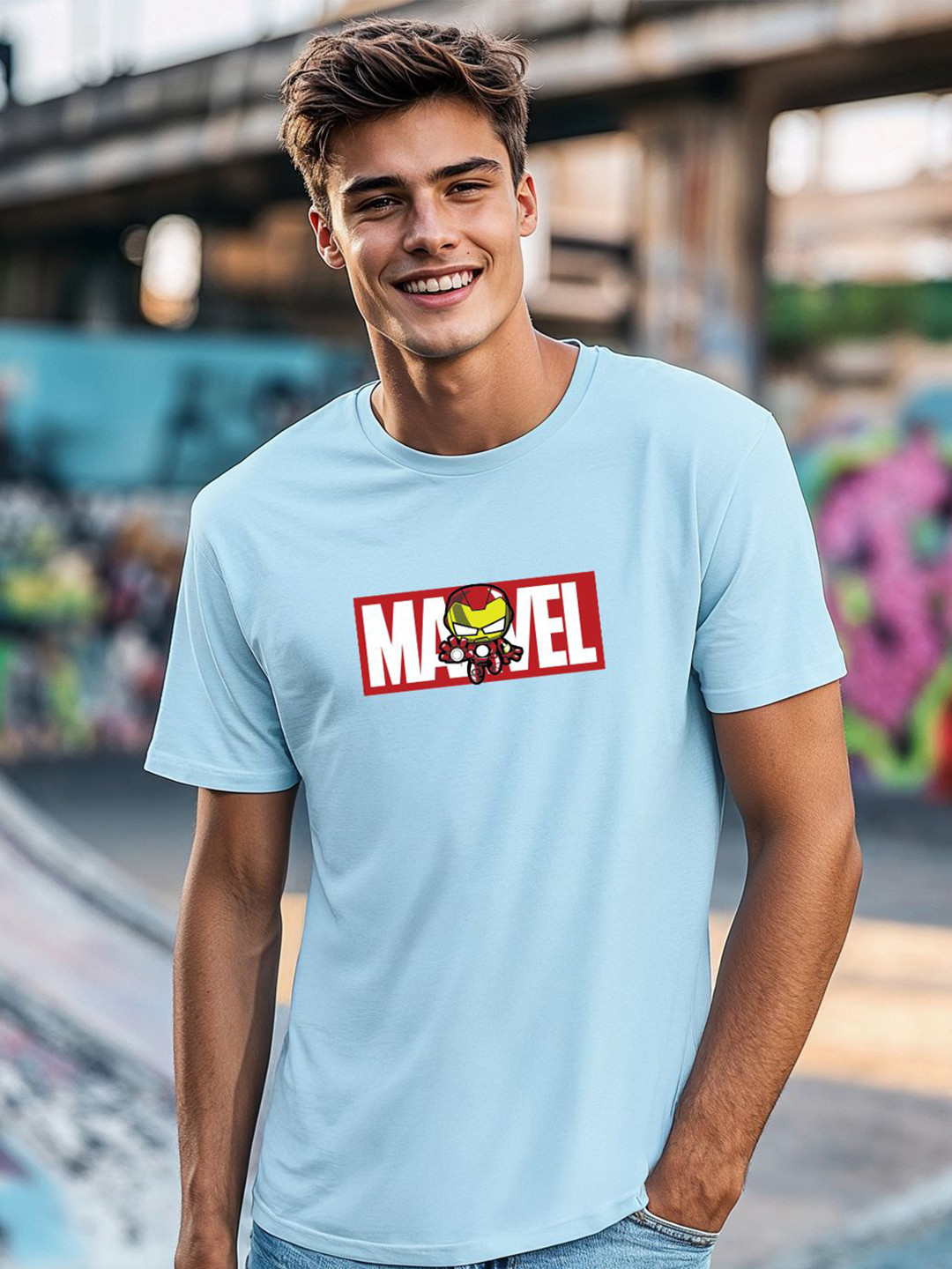 Bewakoof OFFICIAL MARVEL MERCHANDISE Men's Marvelous Ironman Graphic Printed T-shirt