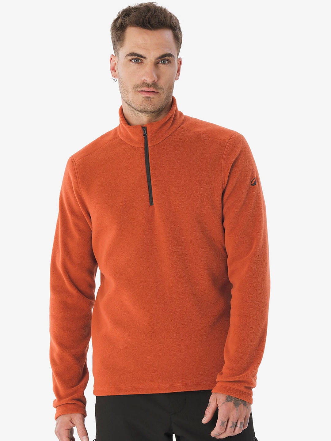 Decathlon QUECHUA Men Brown Mountain Hiking Half Zip Fleece Jacket