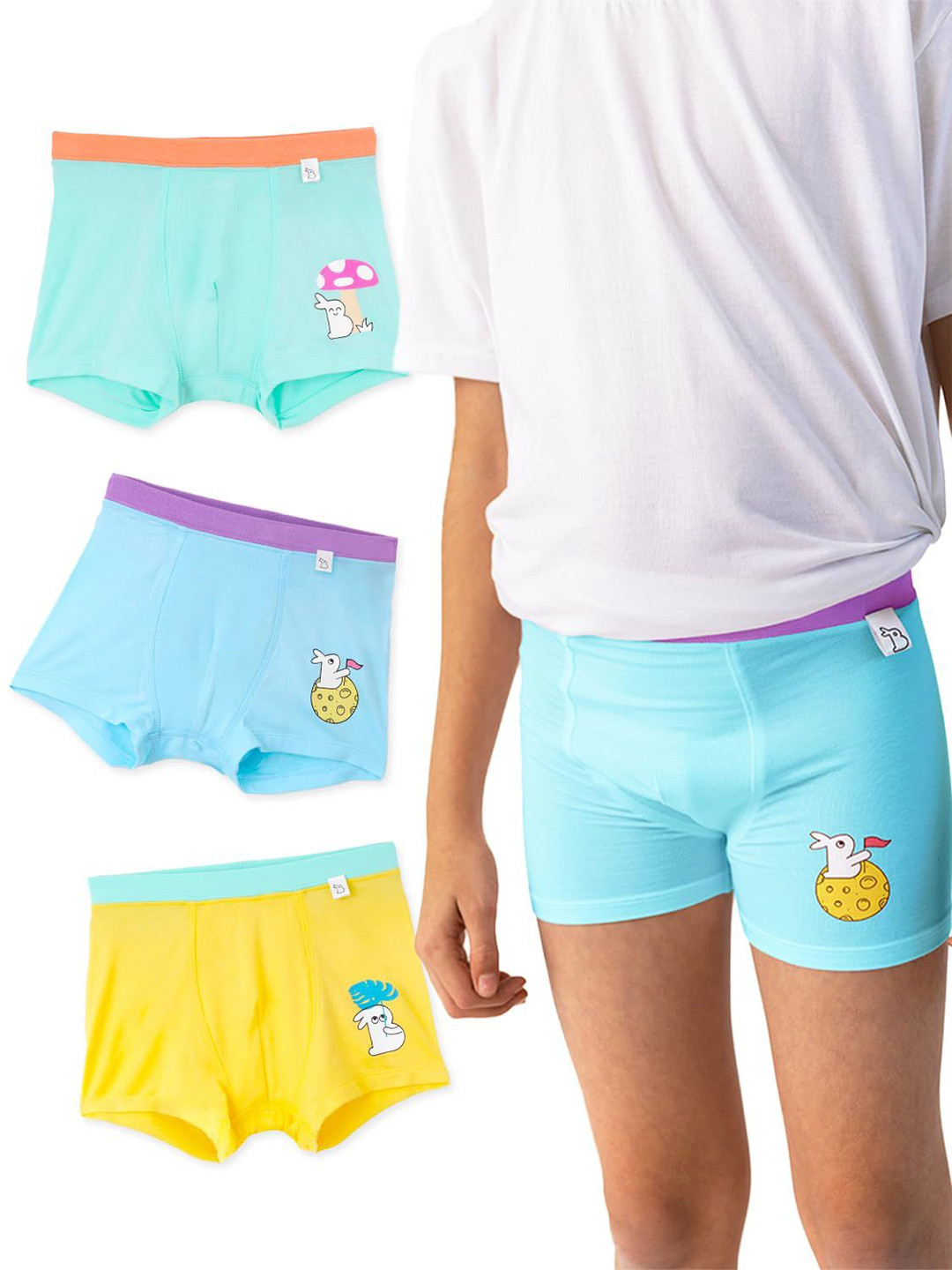 SuperBottoms Boys Pack Of 3 Printed Anti Bacterial Long Trunks UND-B-TR-NL-NM-SM-8-10Y-3P