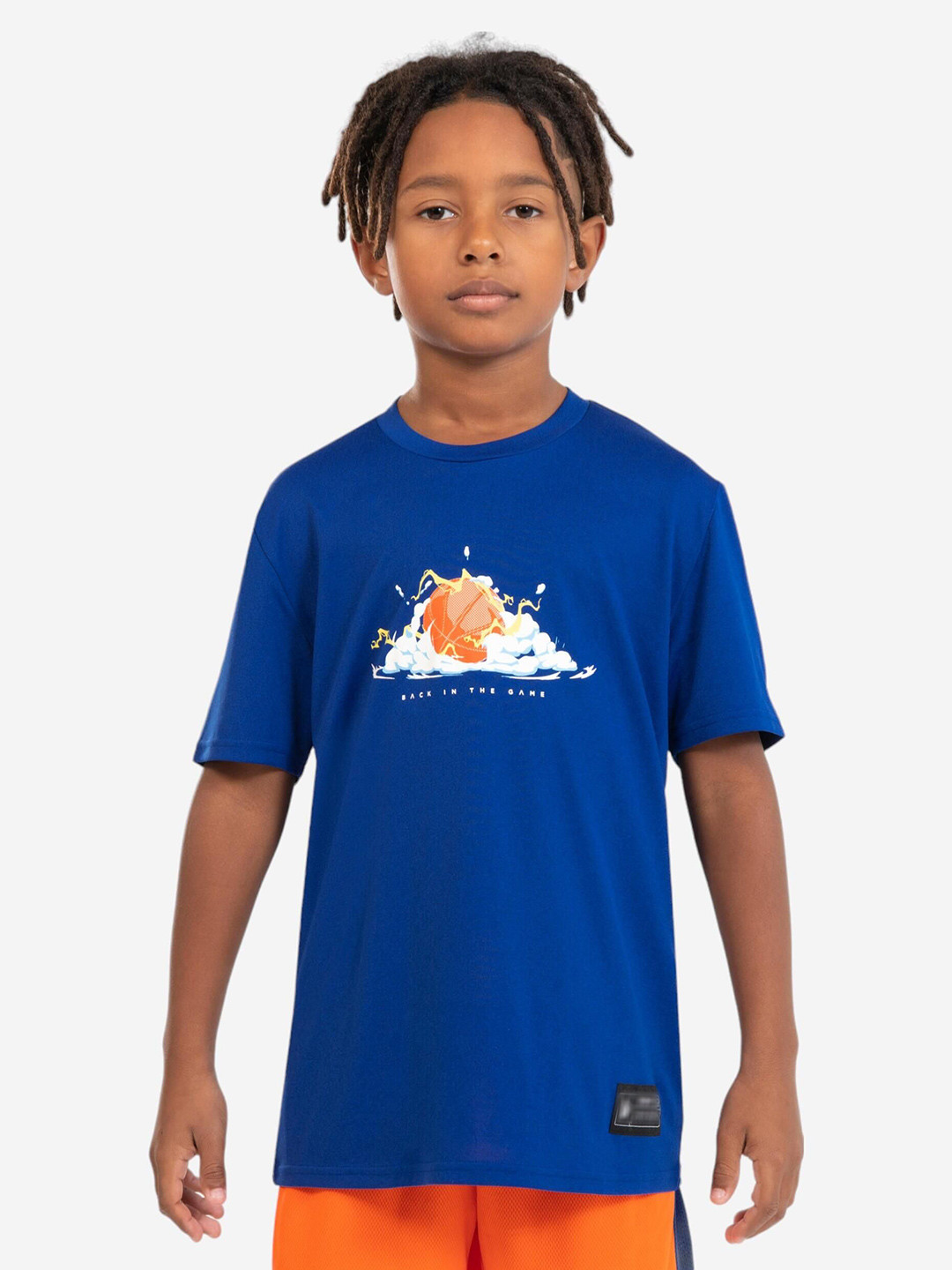 Decathlon Boys Blue Printed Applique T-shirt