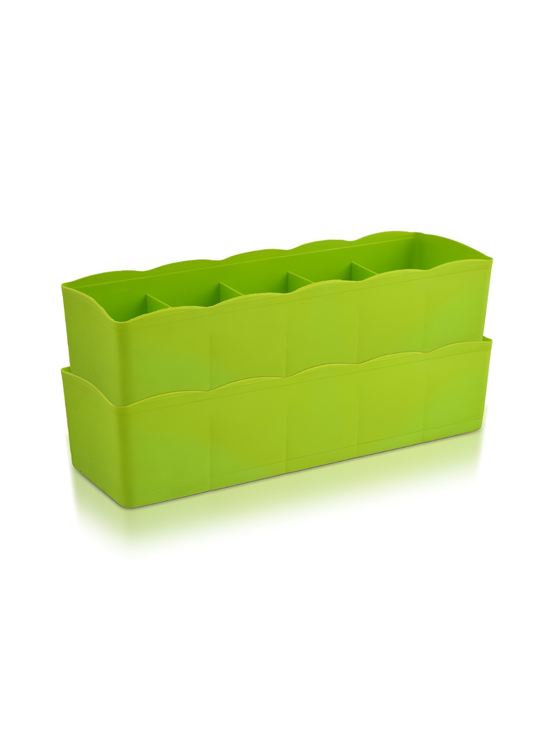 Aura Green 2 Pieces 5 Grid Undergarment Drawer Organisers