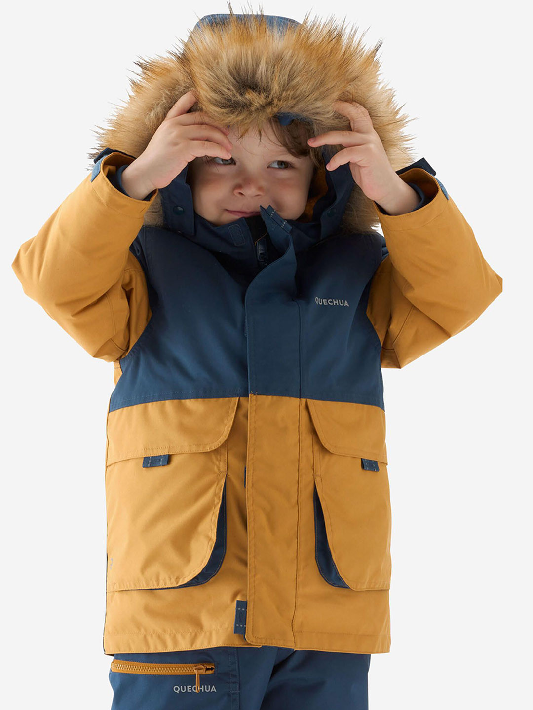 Decathlon Boys Hooded Colourblocked Parka Jacket