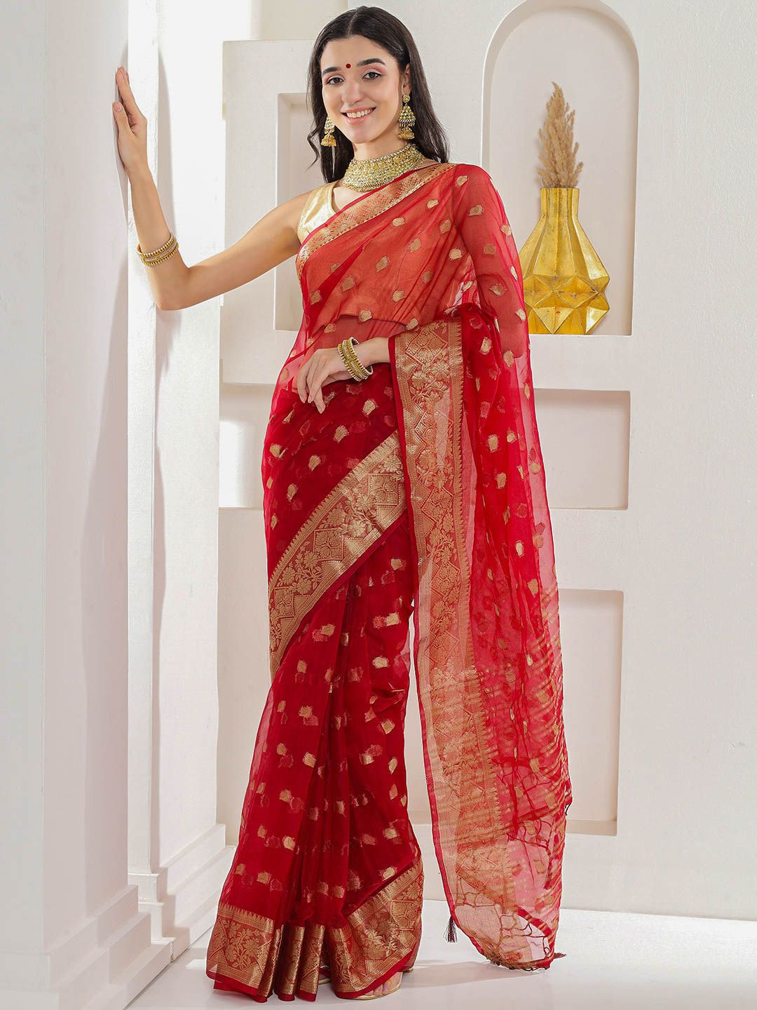 LABEL KASHI Woven Design Zari Organza Banarasi Saree