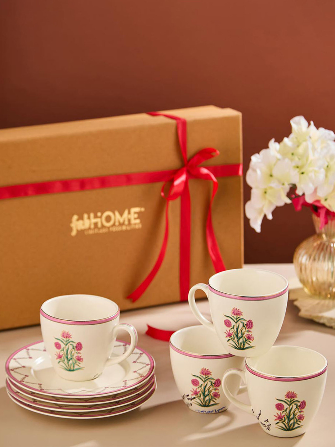 Fabindia Adwaya Cup And Saucer Gift Set Of 4