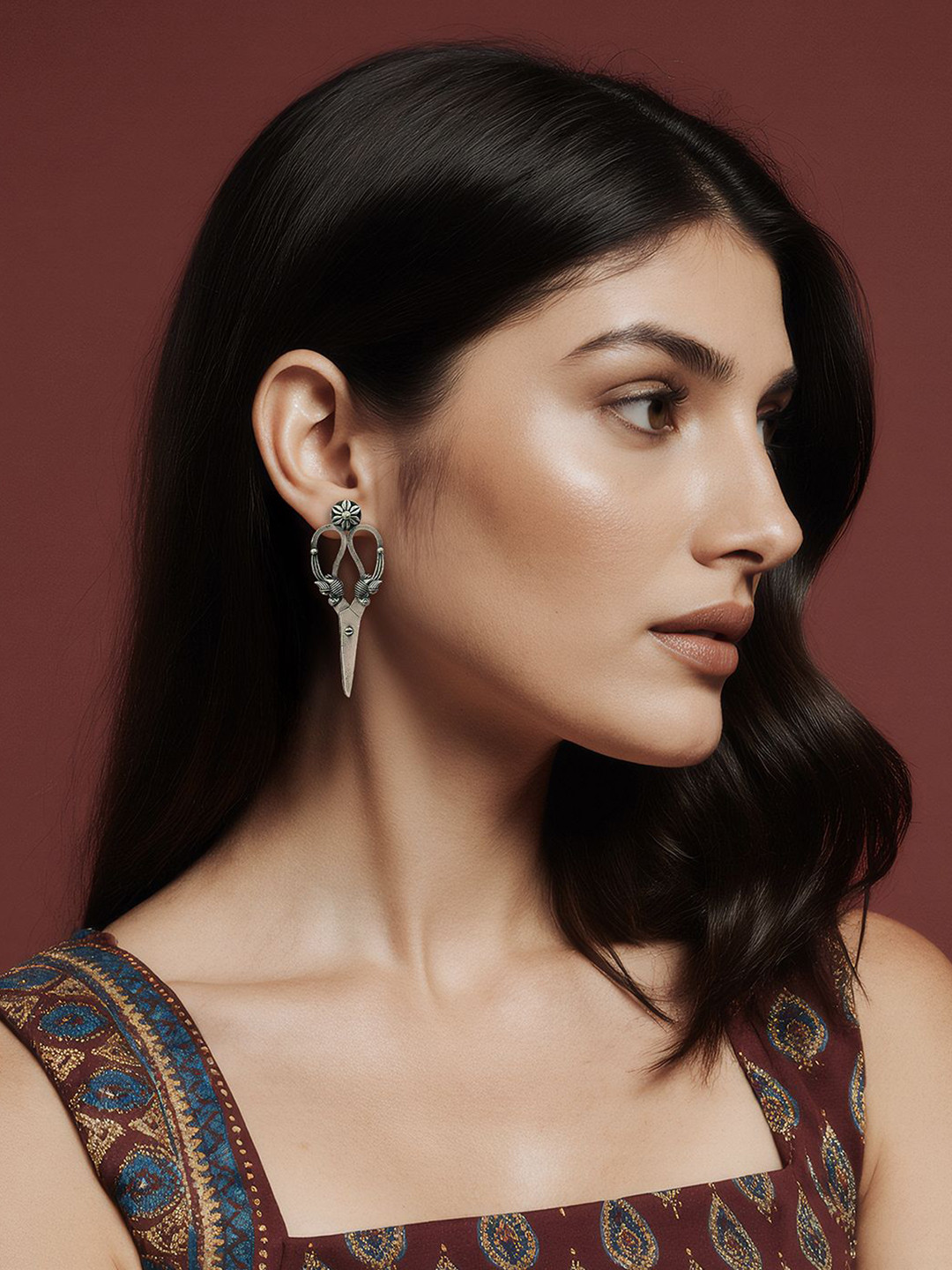 Kalakrith Milano Kainchi Shaped Oxidised Studs