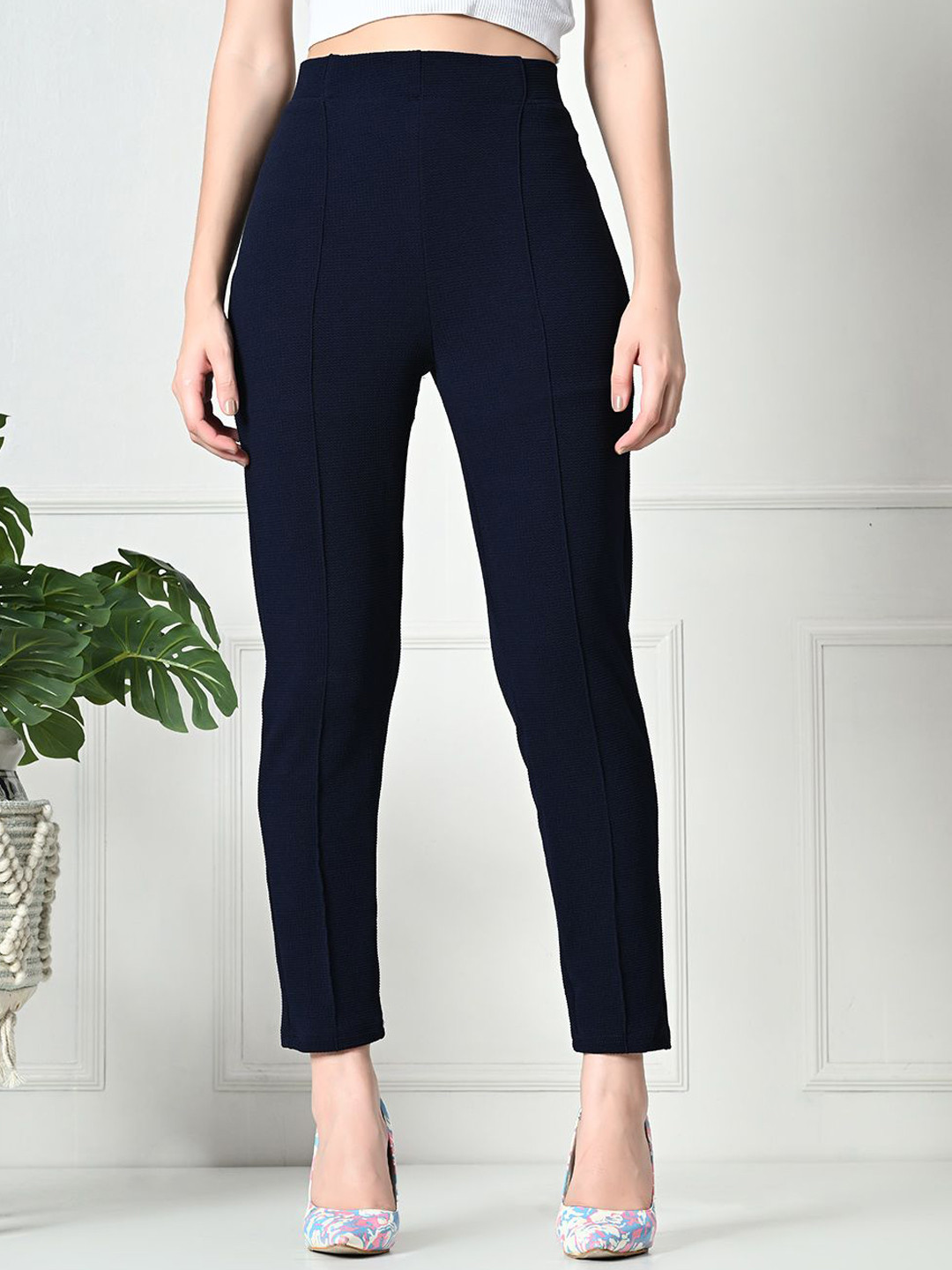 Brainbees Women Smart Skinny Fit High-Rise Trousers