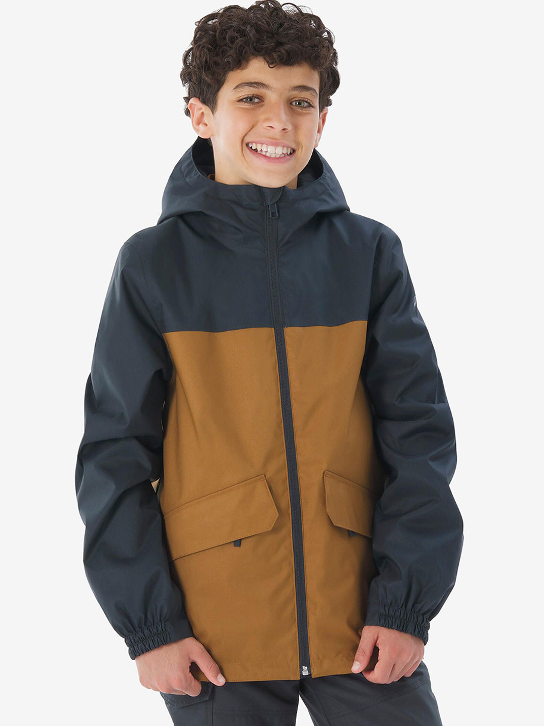 Decathlon QUECHUA Kid's Brown And Grey Waterproof 3-In-1 Hiking Jacket Upto 0deg C