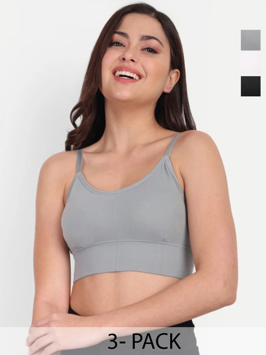 THE FASHION STORE JRD Pack Of 3 Full Coverage Lightly Padded Sports Bralette Bras