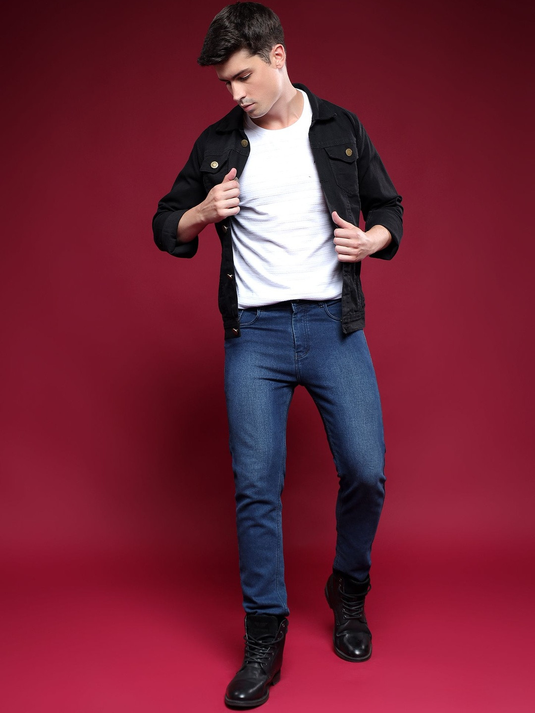 Mevan Men Black Regular Fit Outdoor Denim Jacket
