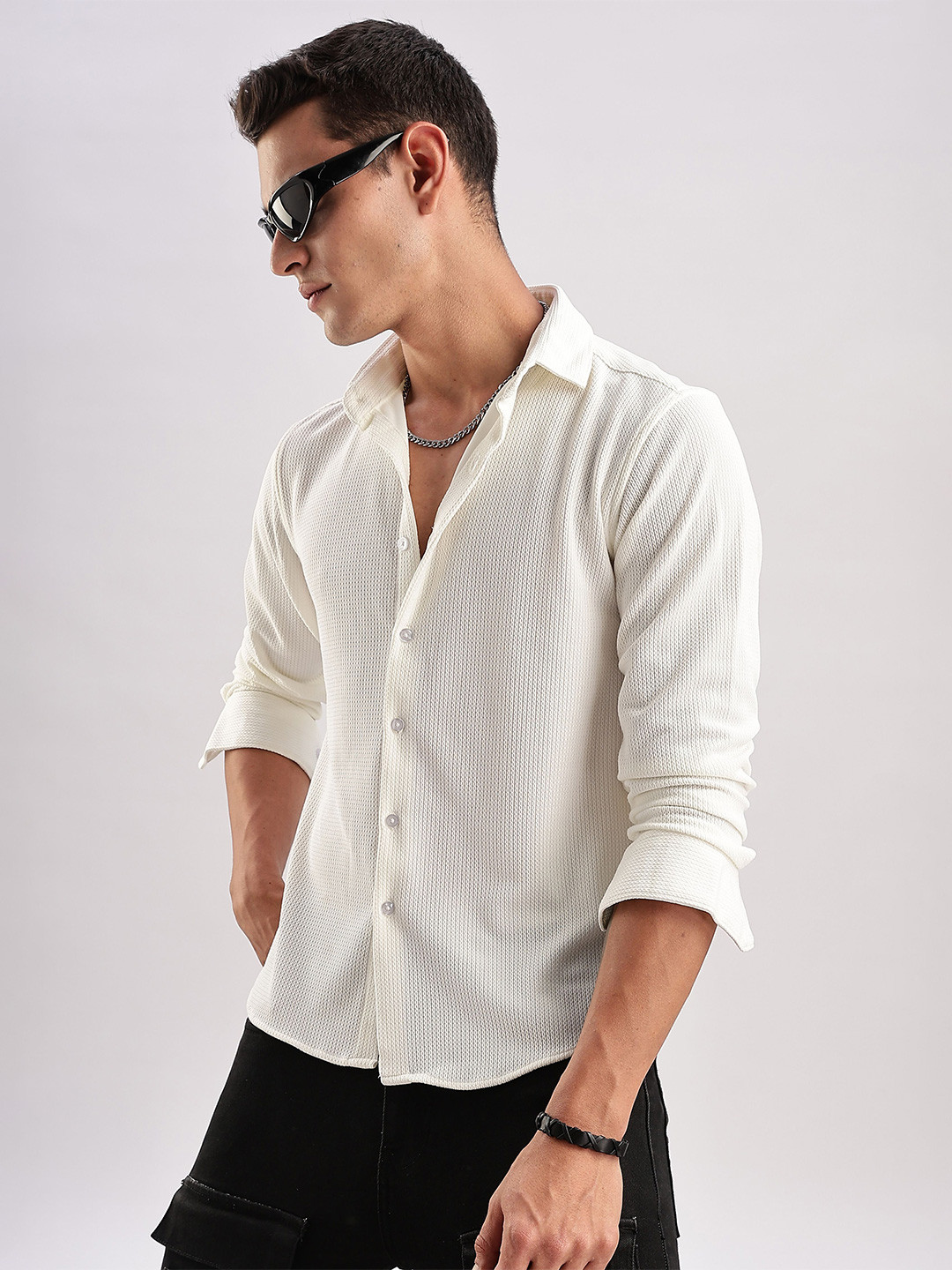 THE BEETEL HOUSE Men Honeycomb TXO Regular Slim Fit Casual Shirt