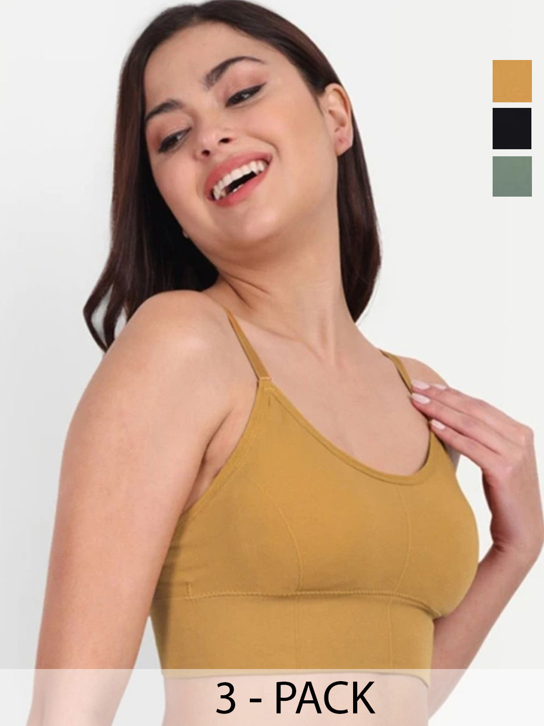 SIFAT FASHION Pack Of 3 Full Coverage Lightly Padded Sports Bralette Bras