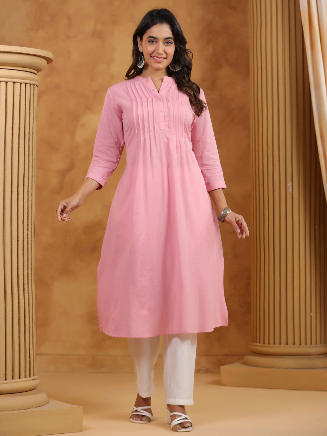 Span Women Solid Daily Cotton A-Line Kurta