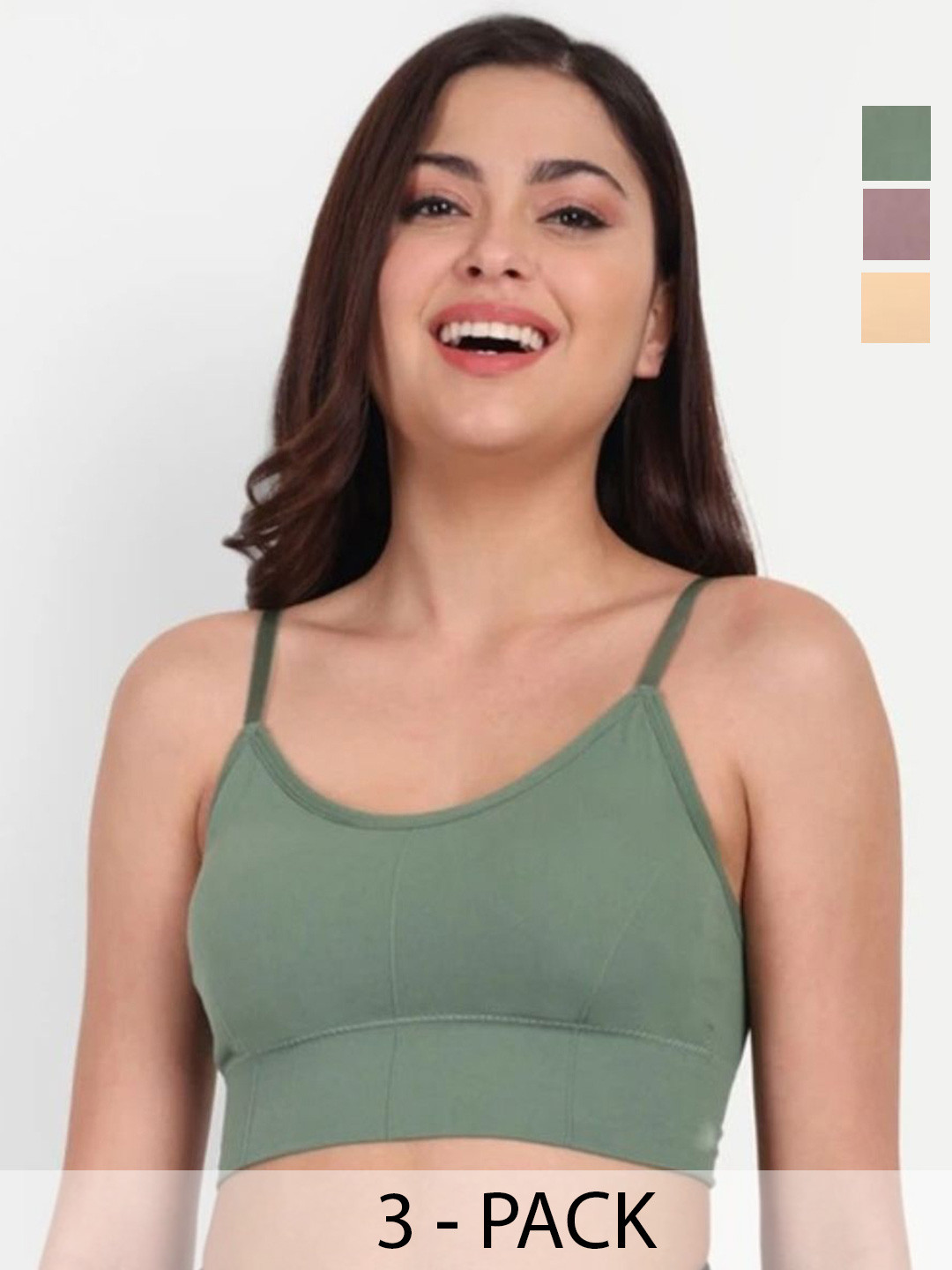 SIFAT FASHION Pack Of 3 Full Coverage Removable Padding Seamless Dry Fit Workout Bras