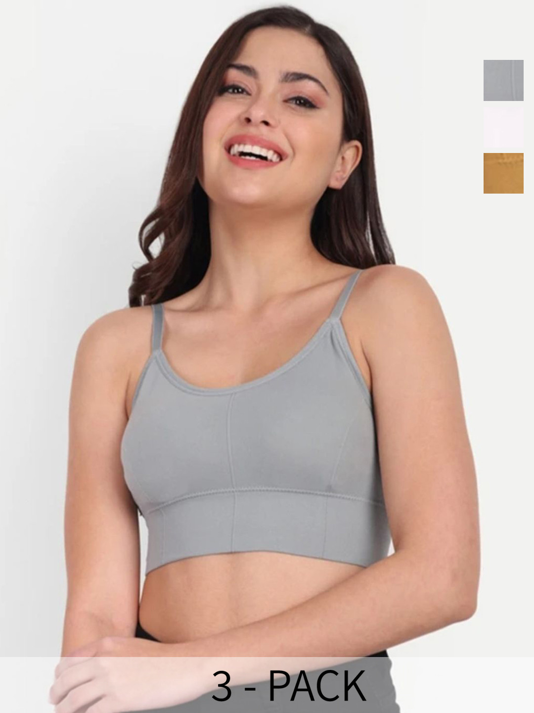 DNOTRO Pack Of 3 Bralette Lightly Padded All Day Comfort Dry Fit Full Coverage Bras