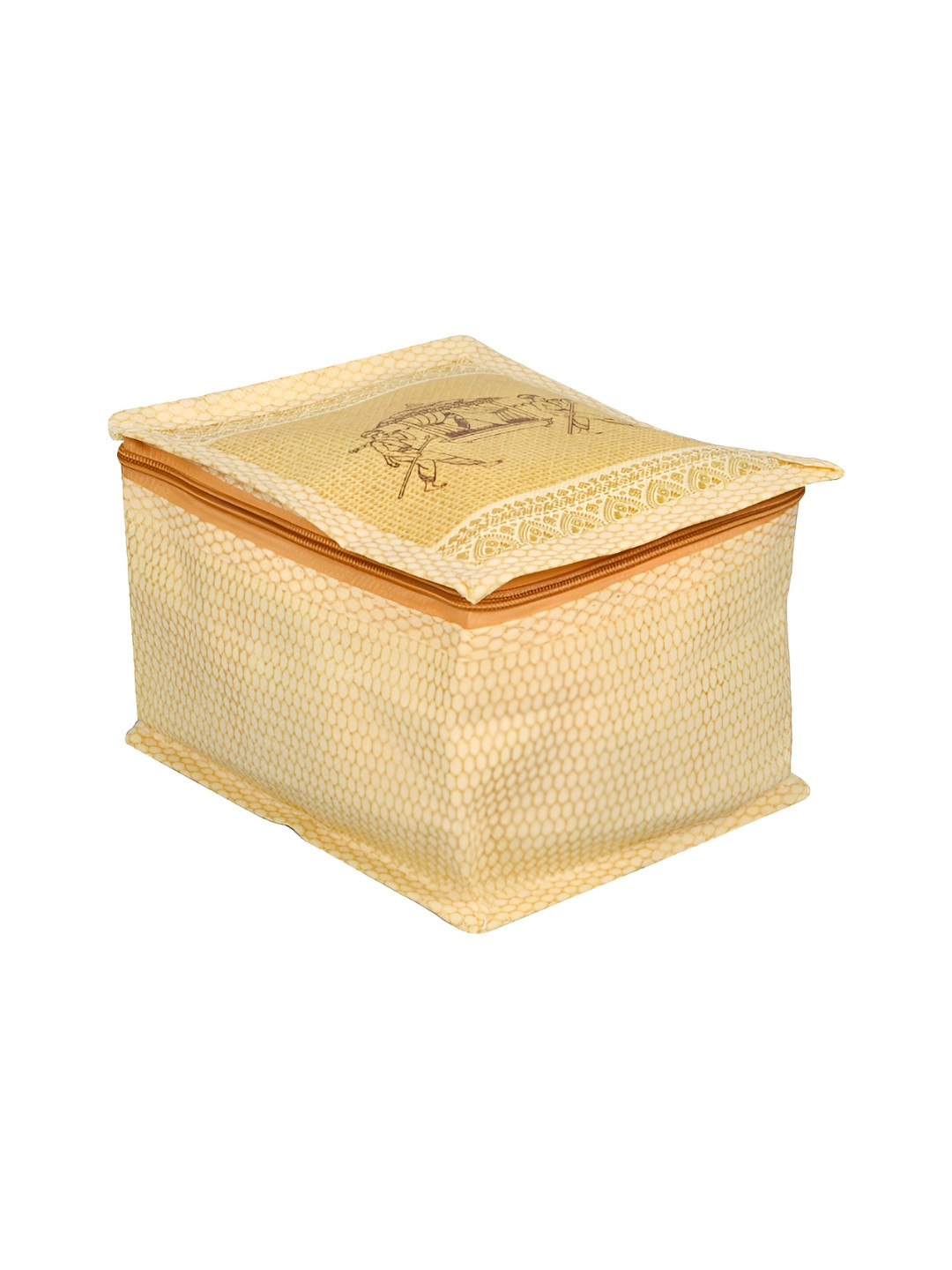 Aura Gold & Brown Printed Fabric Jewellery Organiser