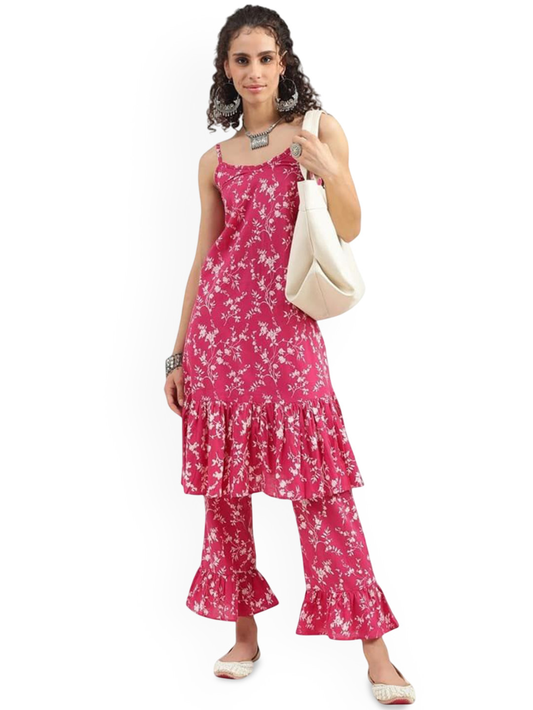 YANA FASHION Women Floral Printed Pure Cotton A-Line Kurta with Trouser