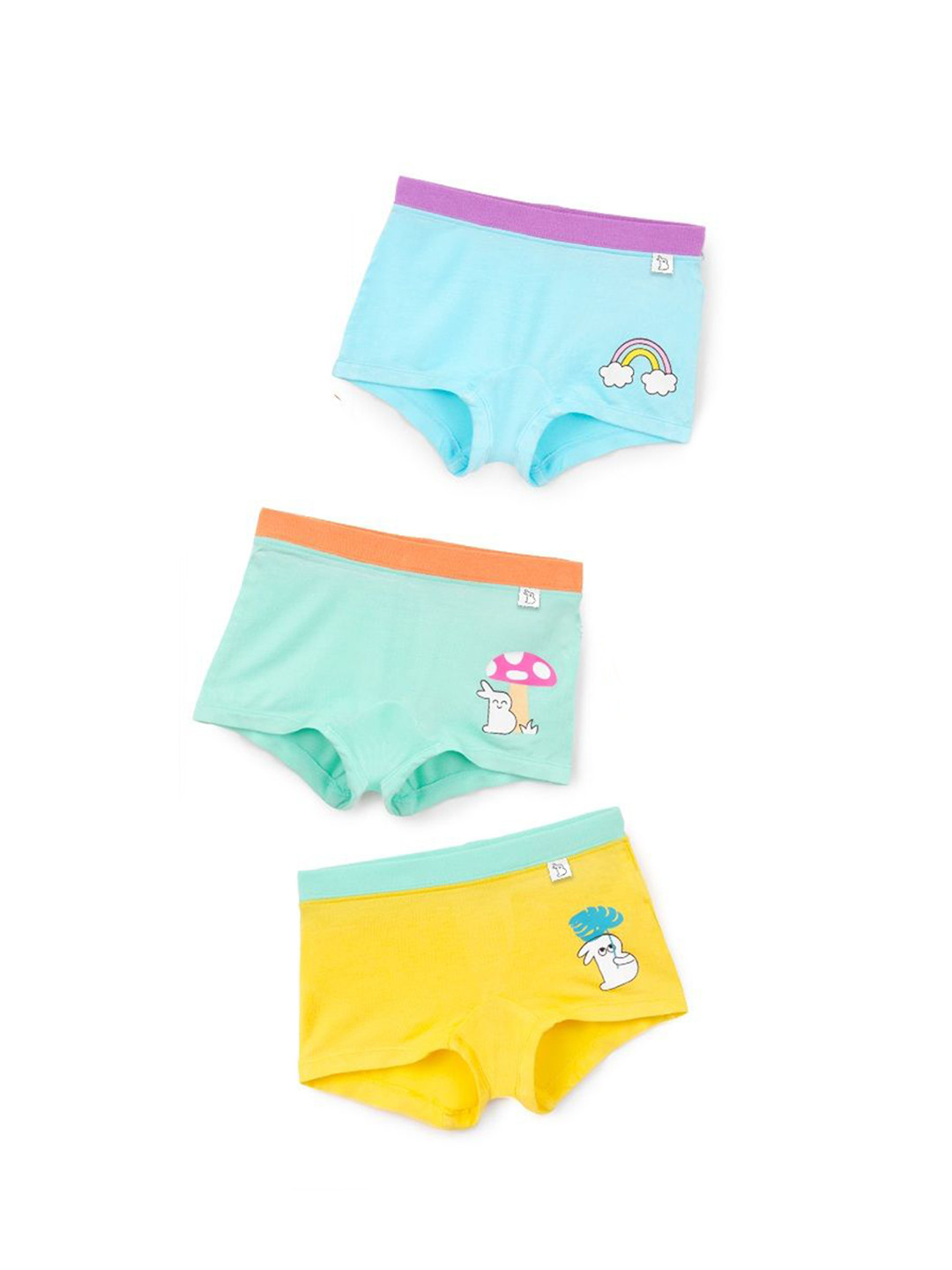 SuperBottoms Girls Pack Of 3 Printed Bamboo Boy Shorts Briefs
