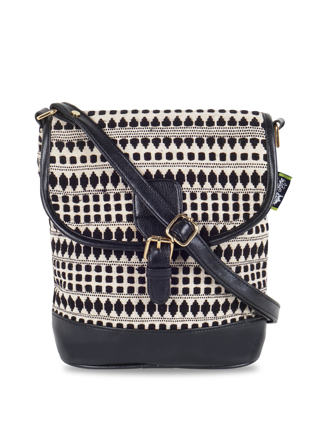 Kanvas Katha Women Geometric Printed Crossbody Buckle Detail Sling Bag