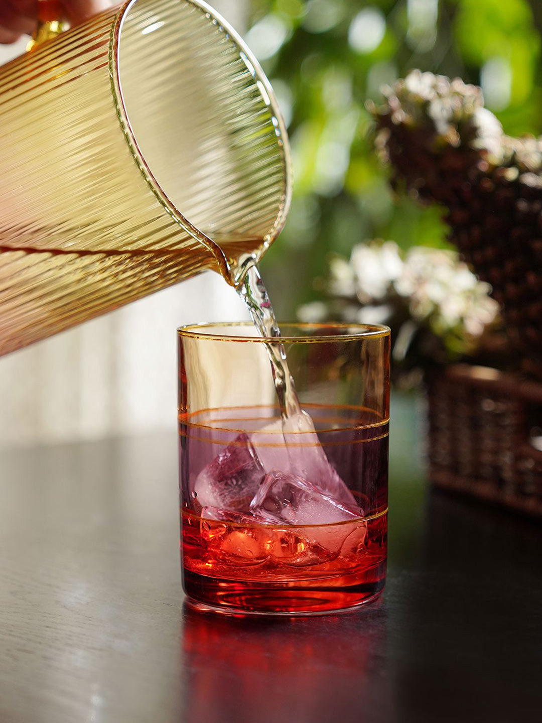 Pure Home and Living Orange Colored & Lavender 2 Pieces Drinking Glass 320ml