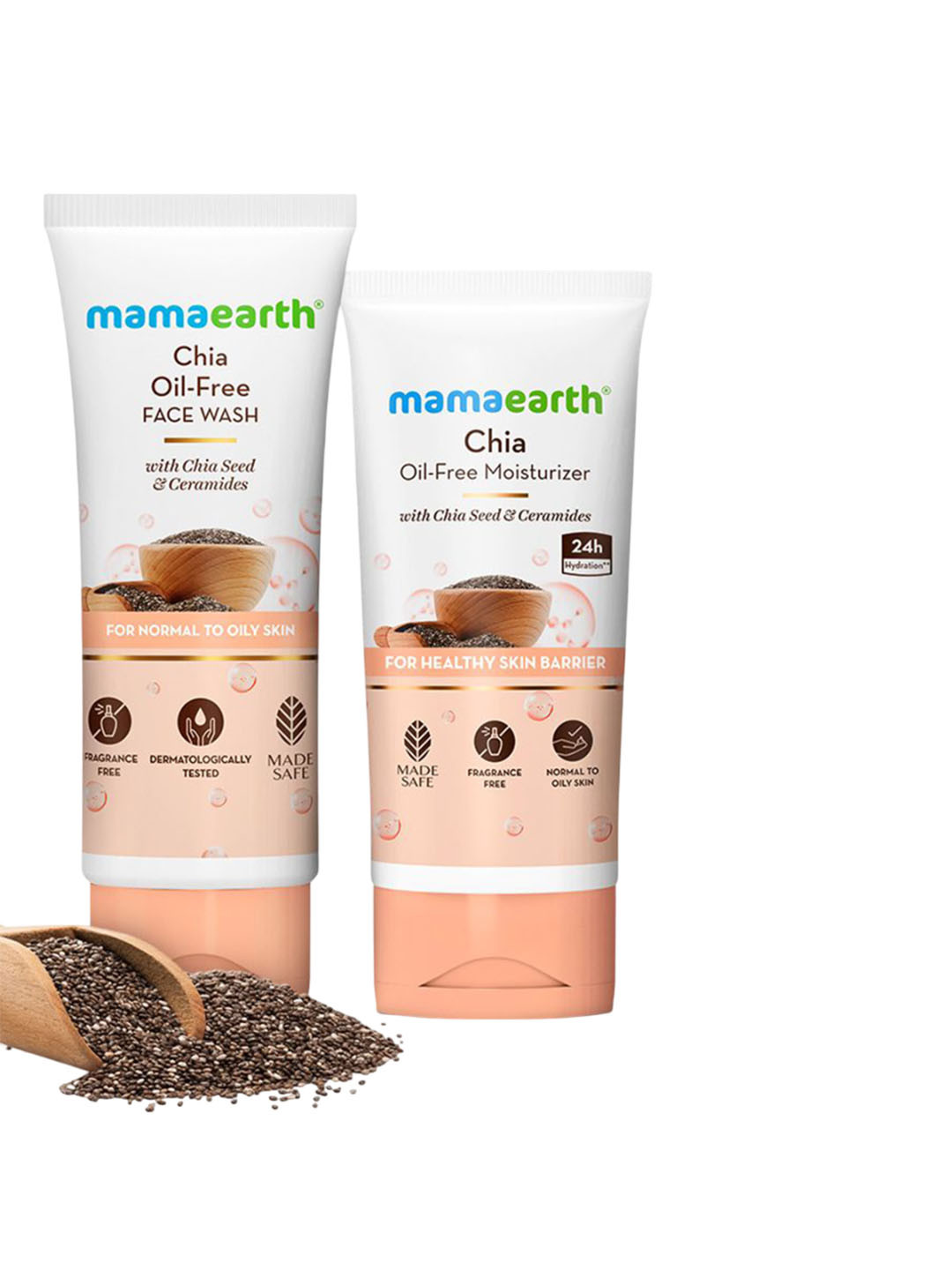 Mamaearth Set Of 2 Chia Oil Free Face Wash -100 ml & Chia Moisturizer - 80 g
