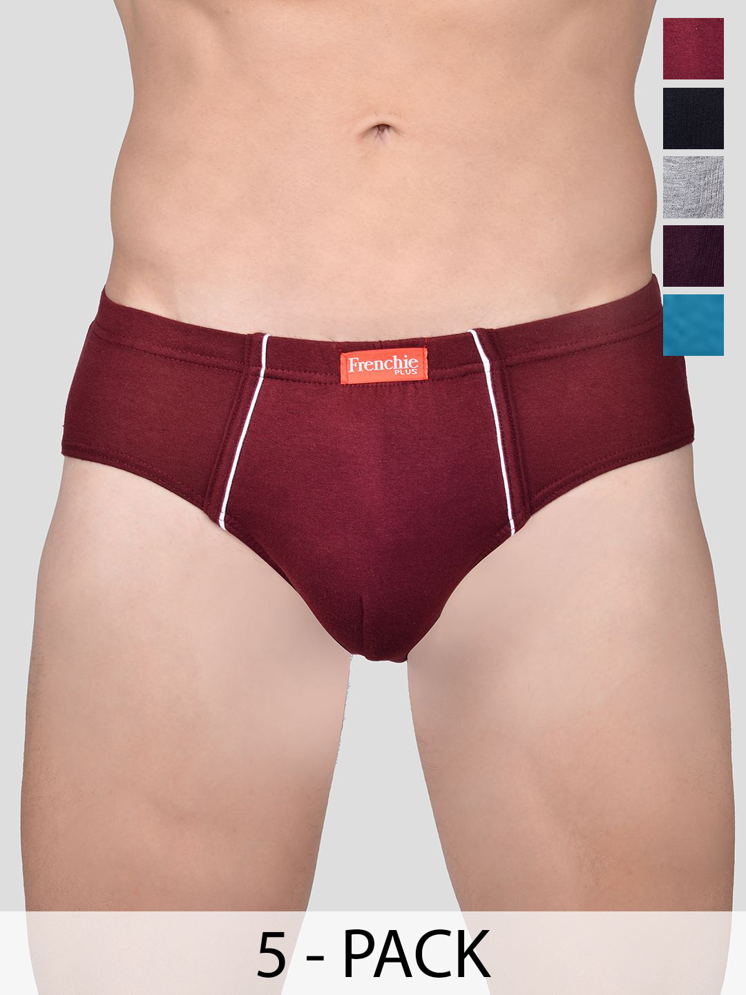 FRENCHIE Pack Of 5 Mid-Rise Cotton Basic Briefs FR-MI-BF-PLUSC-1P-IN-PO3-80