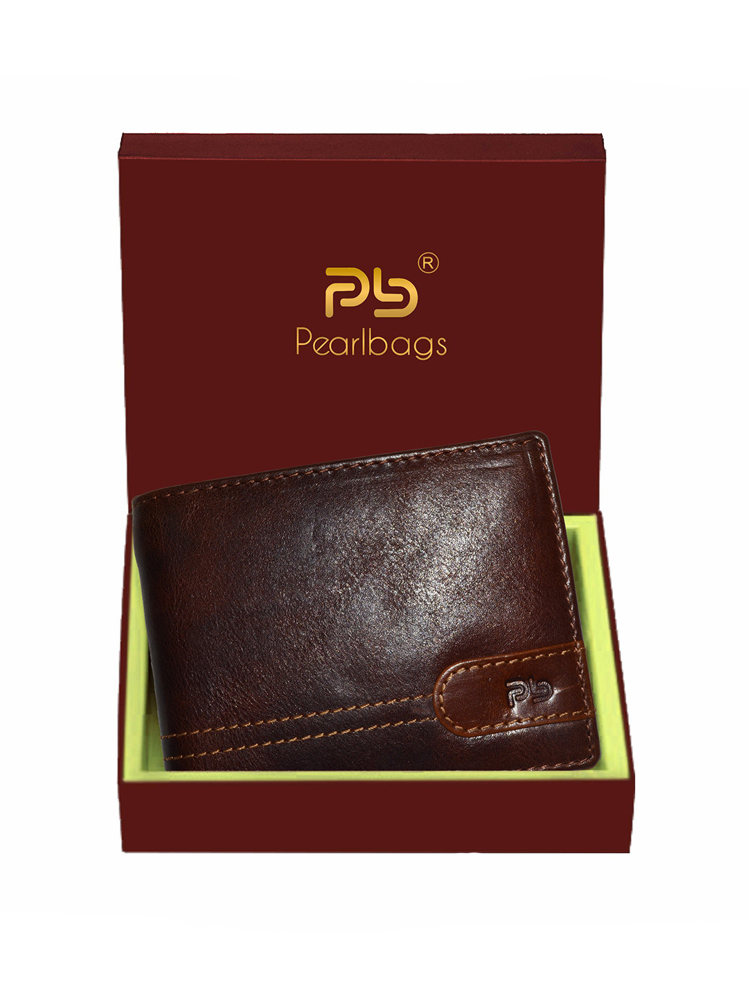 PB Pearlbags Men Genuine Leather Bi- Fold 7 Card Slots Wallet