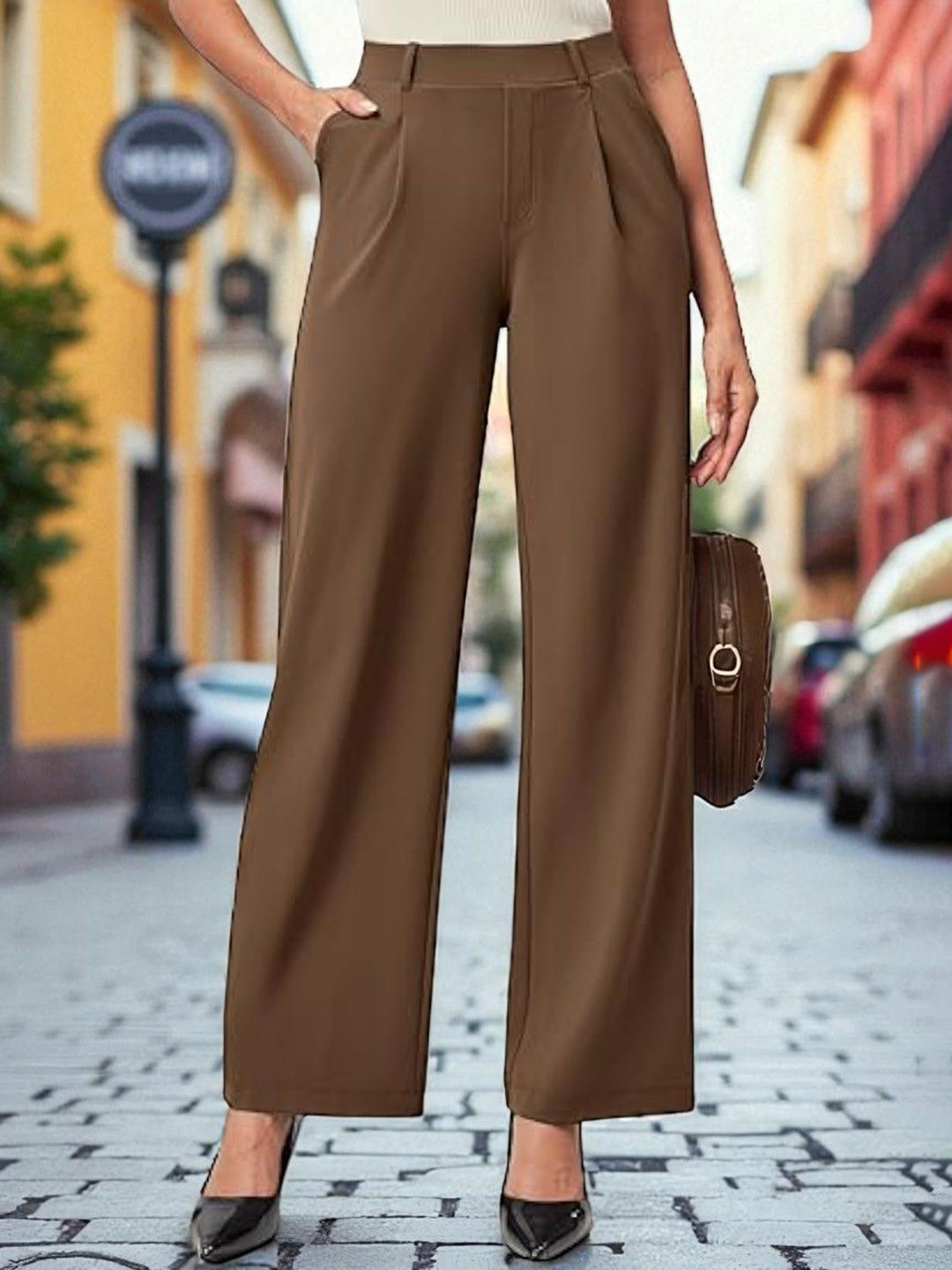 SQew Women Original Low-Rise Formal Trousers