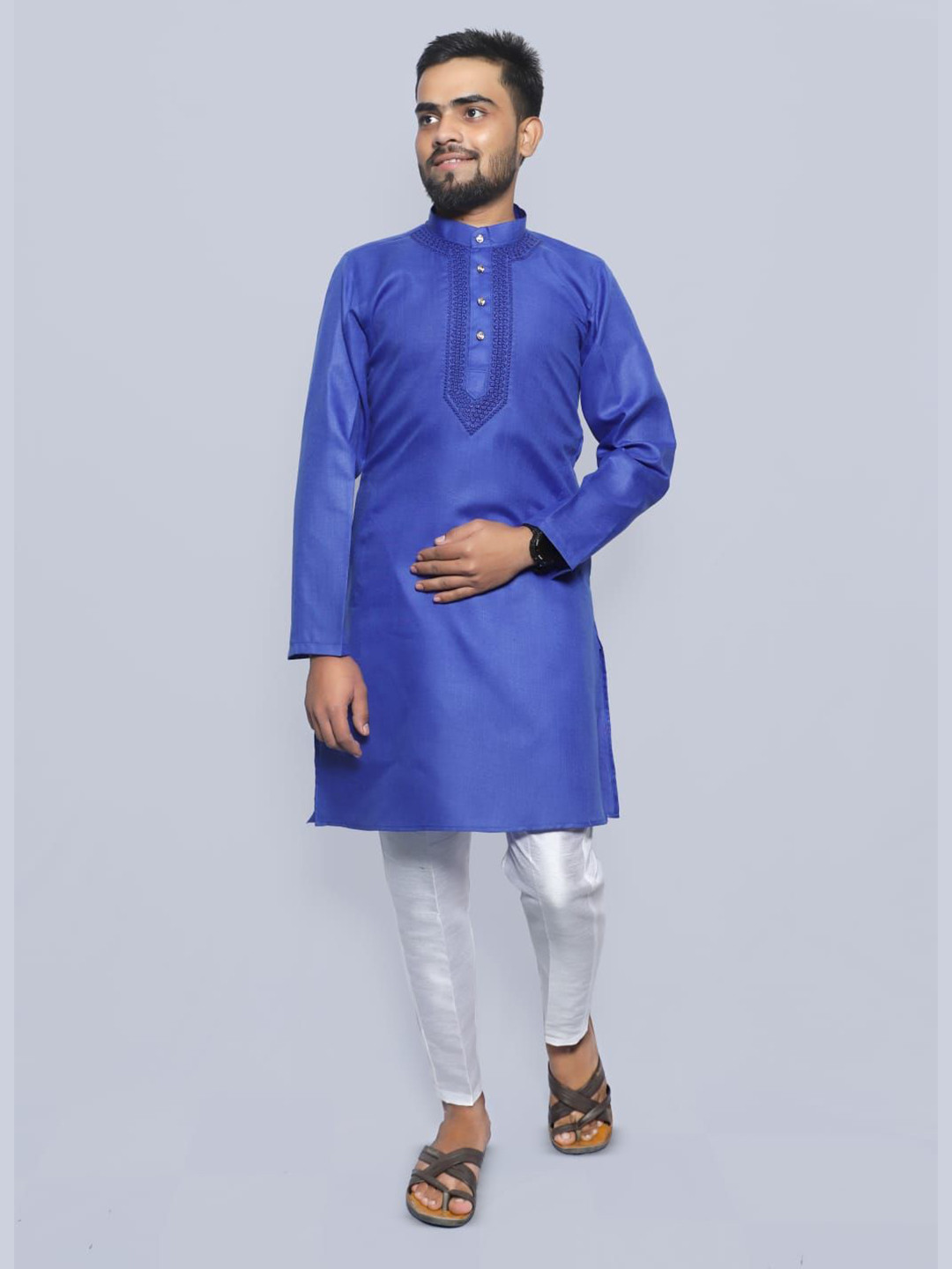 Wallaby Men Solid Daily Cotton Straight Kurta