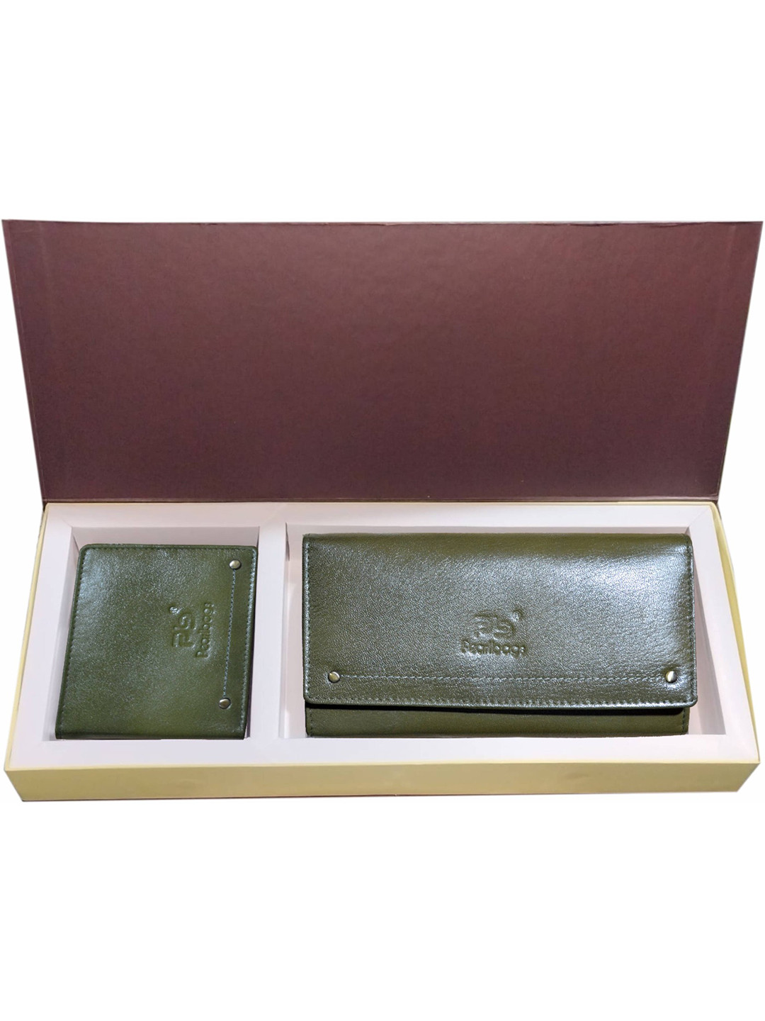 PB Pearlbags Unisex Pack Of 2 Genuine Leather Bi- Fold 3 And 8 Card Slots Wallet