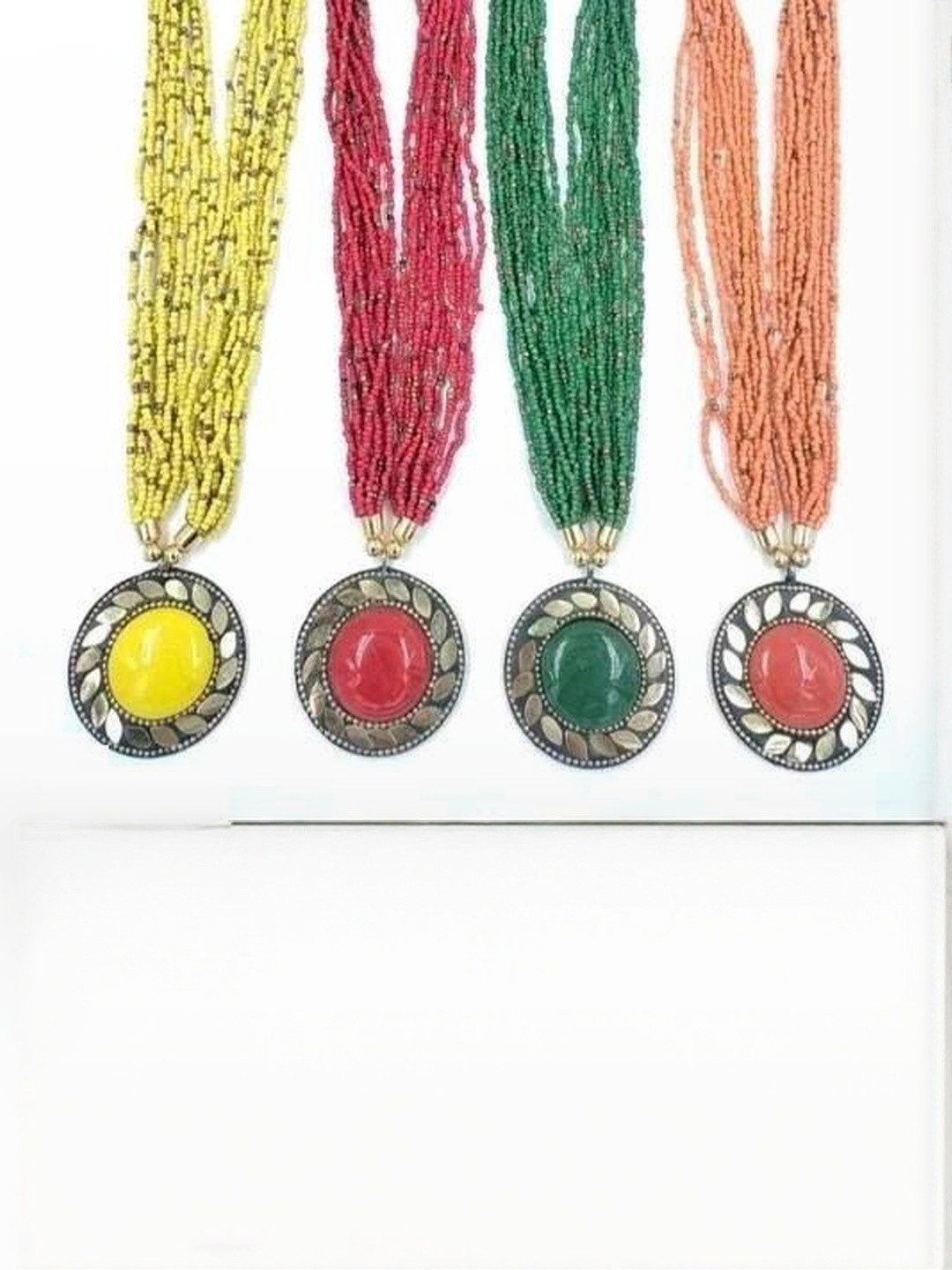 Grace Collections Women Pack Of 4 Gold-Plated Artificial Beads Brass Necklaces