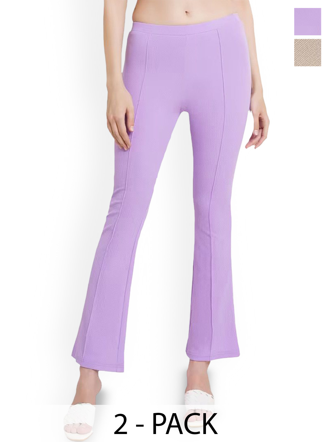 MIXFIT Women Pack of 2 Mid-Rise Bootcut Trousers