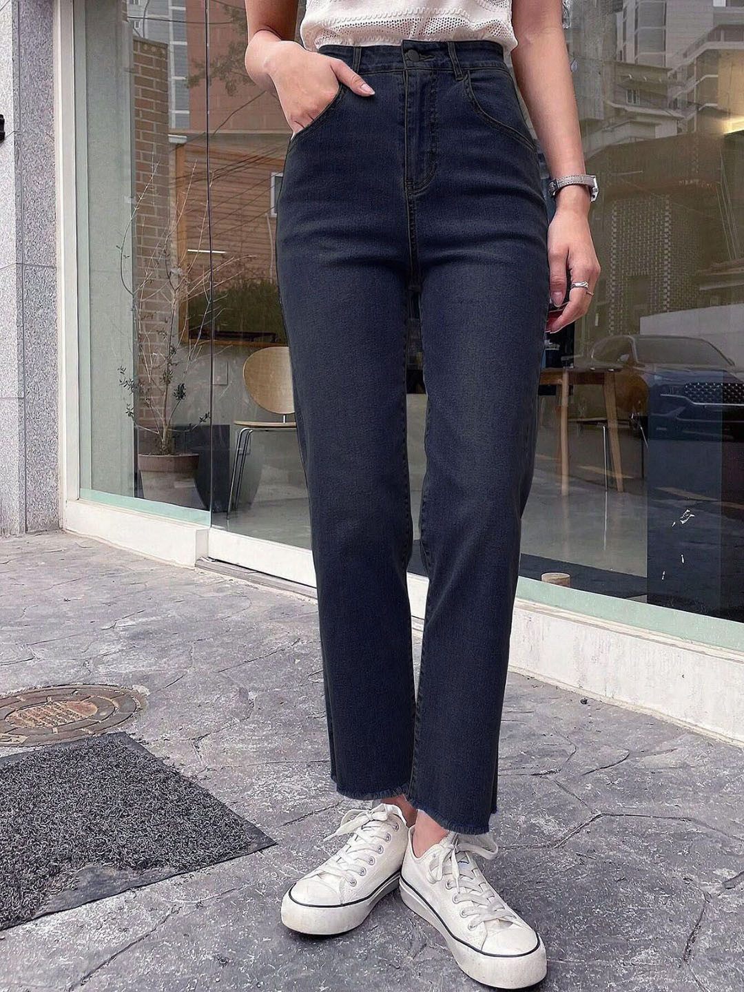 M&H Easy Women Regular Fit High-Rise Highly Distressed Jeans