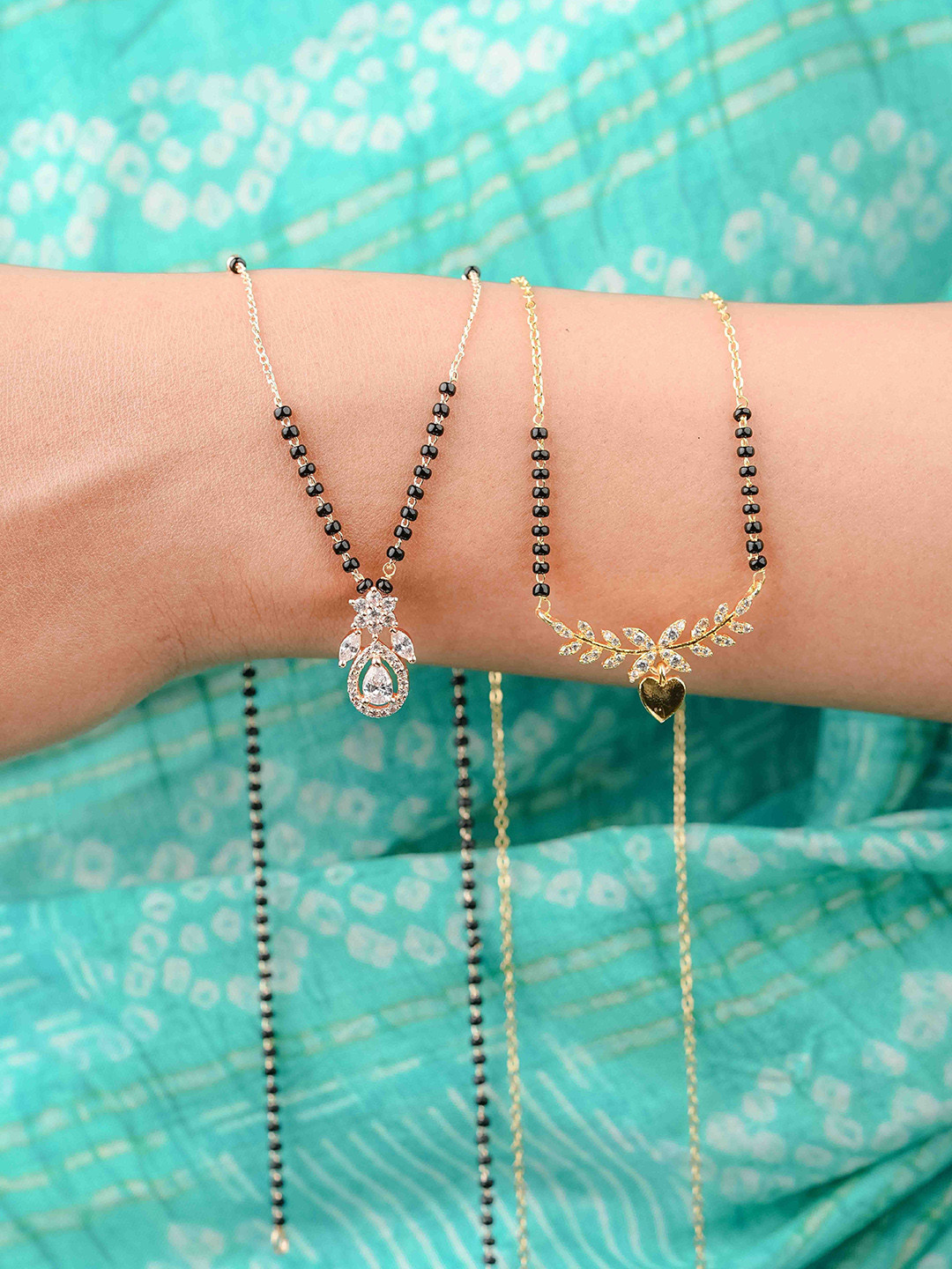Zeraki Jewels Set of 2 Gold-Plated Nora Mangalsutra & Aanya Mangalsutra