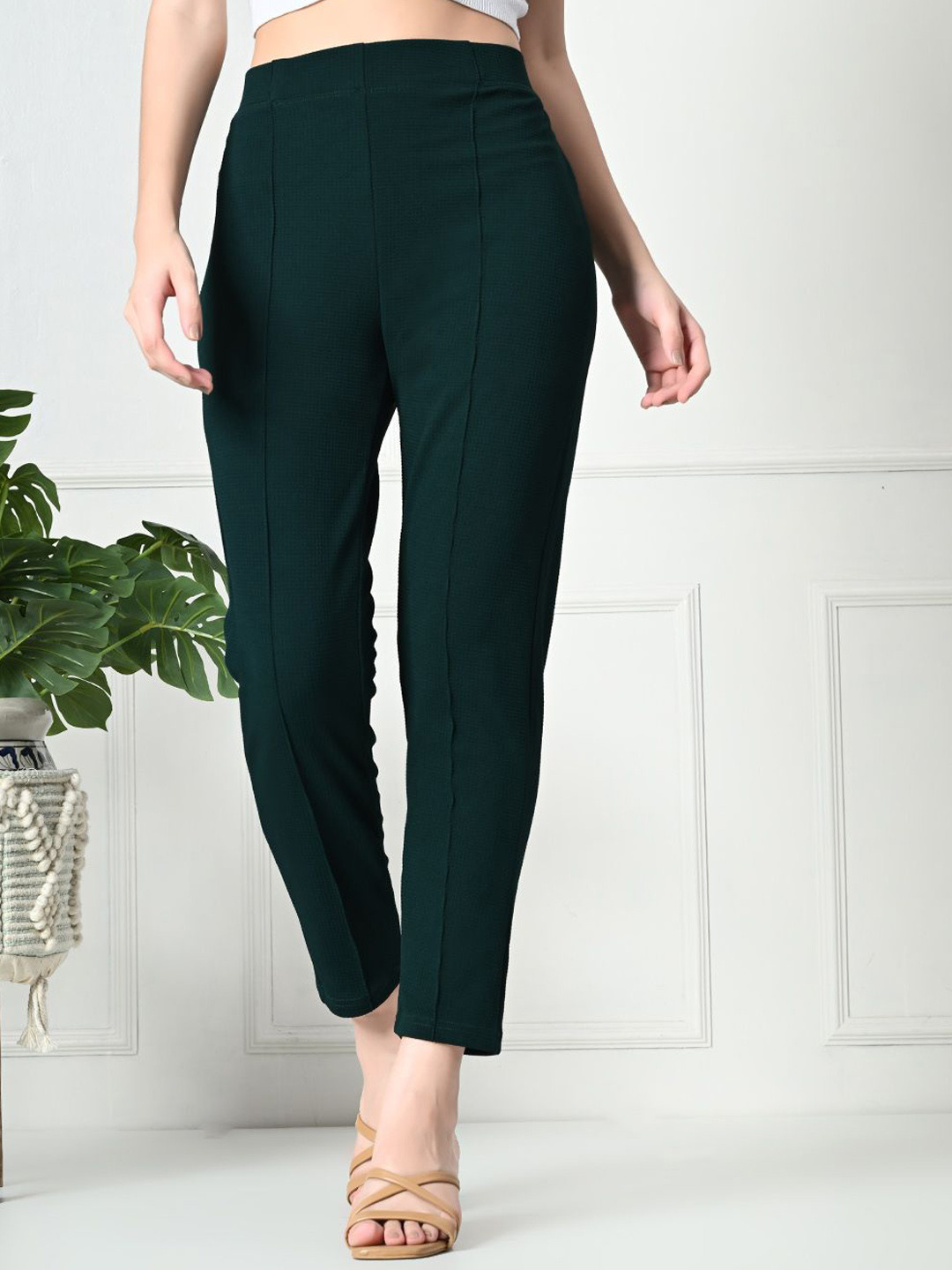 Brainbees Women Smart Slim Fit High-Rise Trousers