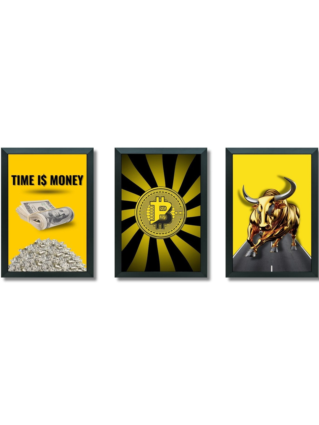 Aisha Decorz Set of 3 Piece Wood Abstract Wall Paintings