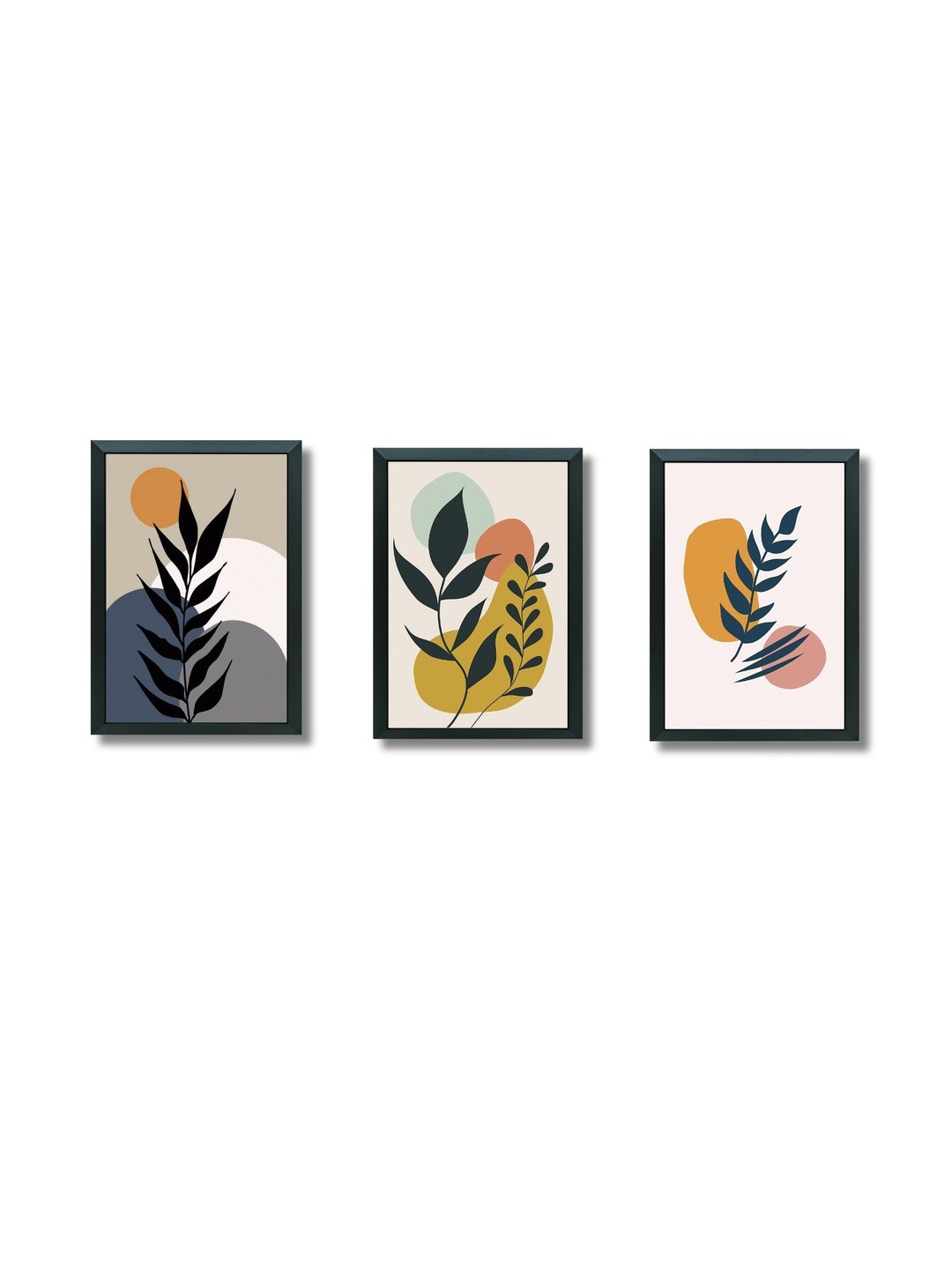 Aisha Decorz Black Set of 3 Piece Synthetic Wood Abstract Wall Paintings