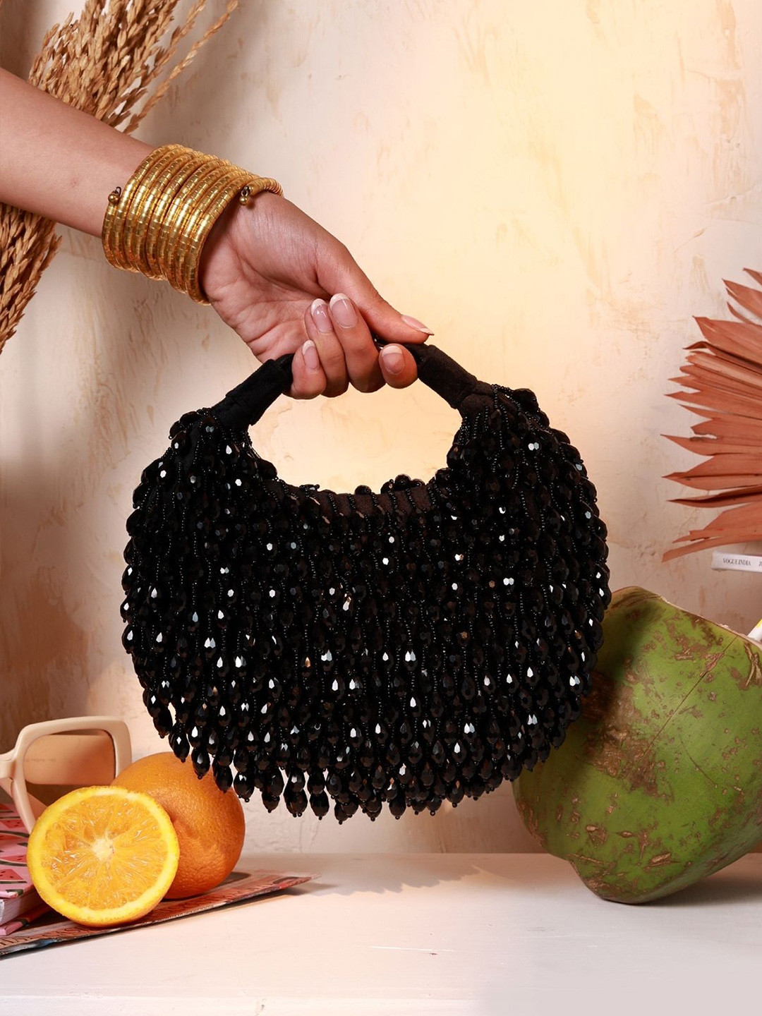 THE TAN CLAN Embellished Jia Half Moon Clutch