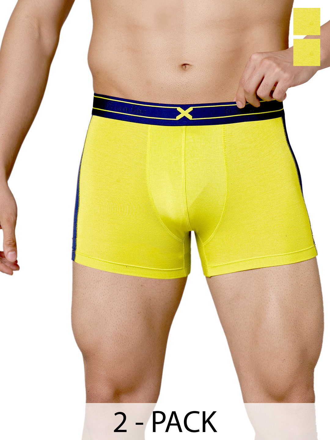 FRENCHIE Pack Of 2 Colourblocked Short Trunks FR-MI-TR-GROVE-1X5-LPYLW-S-PO2