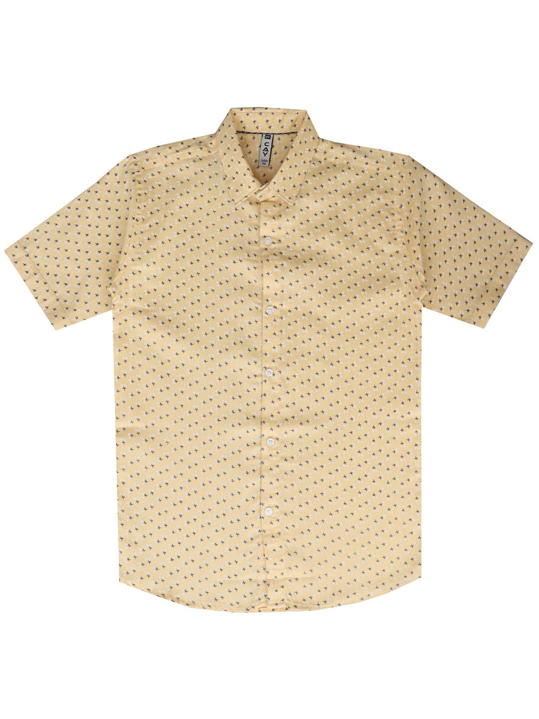 CAY Boys Standard Fit Micro Ditsy Printed Spread Collar Cotton Casual Shirt