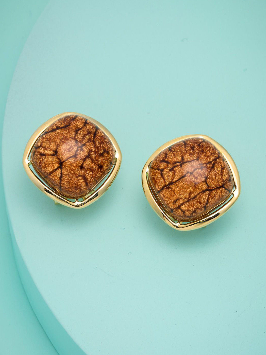 Kushal's Fashion Jewellery Gold-Plated Party Trendy Diamond Shaped Studs Earrings